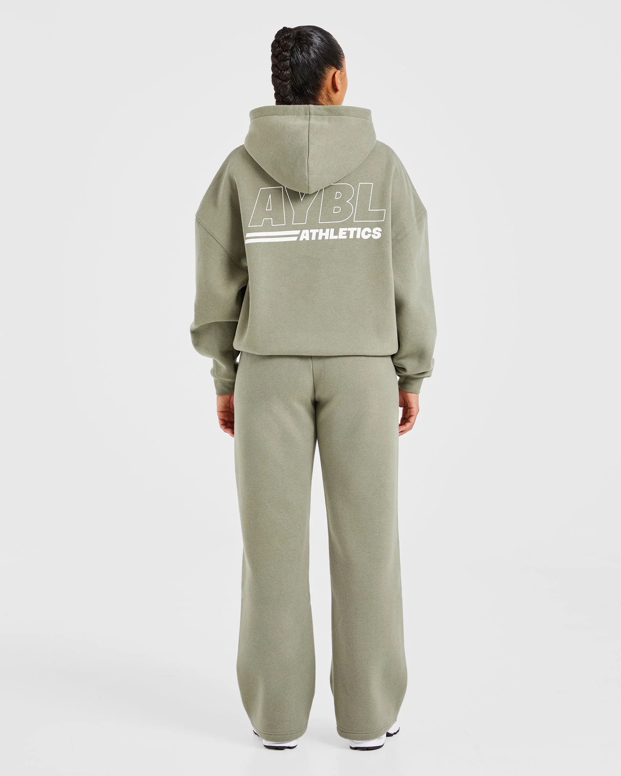 Athletics Track Oversized Hoodie - Muted Olive - Image 3