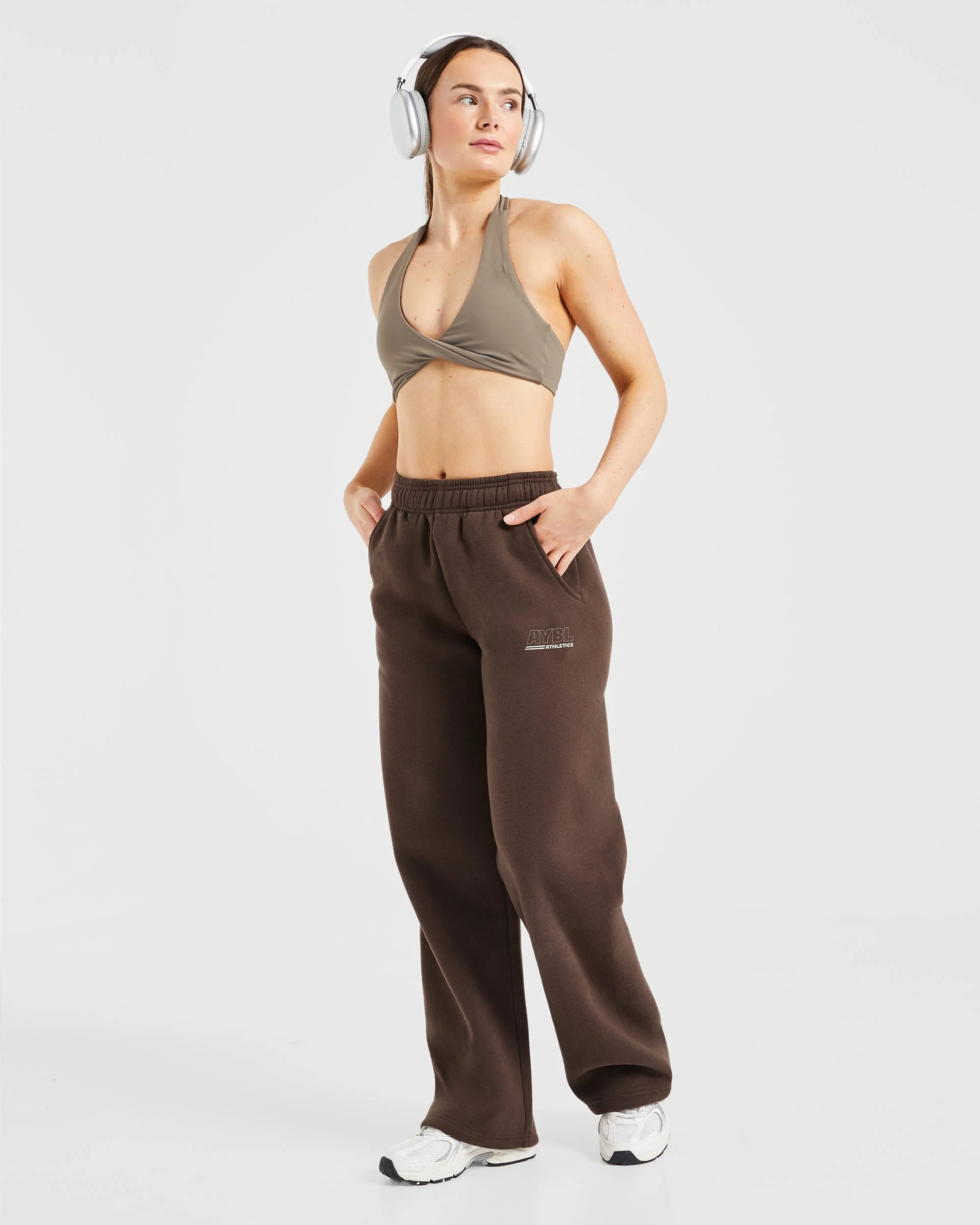 Athletics Track Oversized Straight Leg Joggers - Brown/Sand - Image 8
