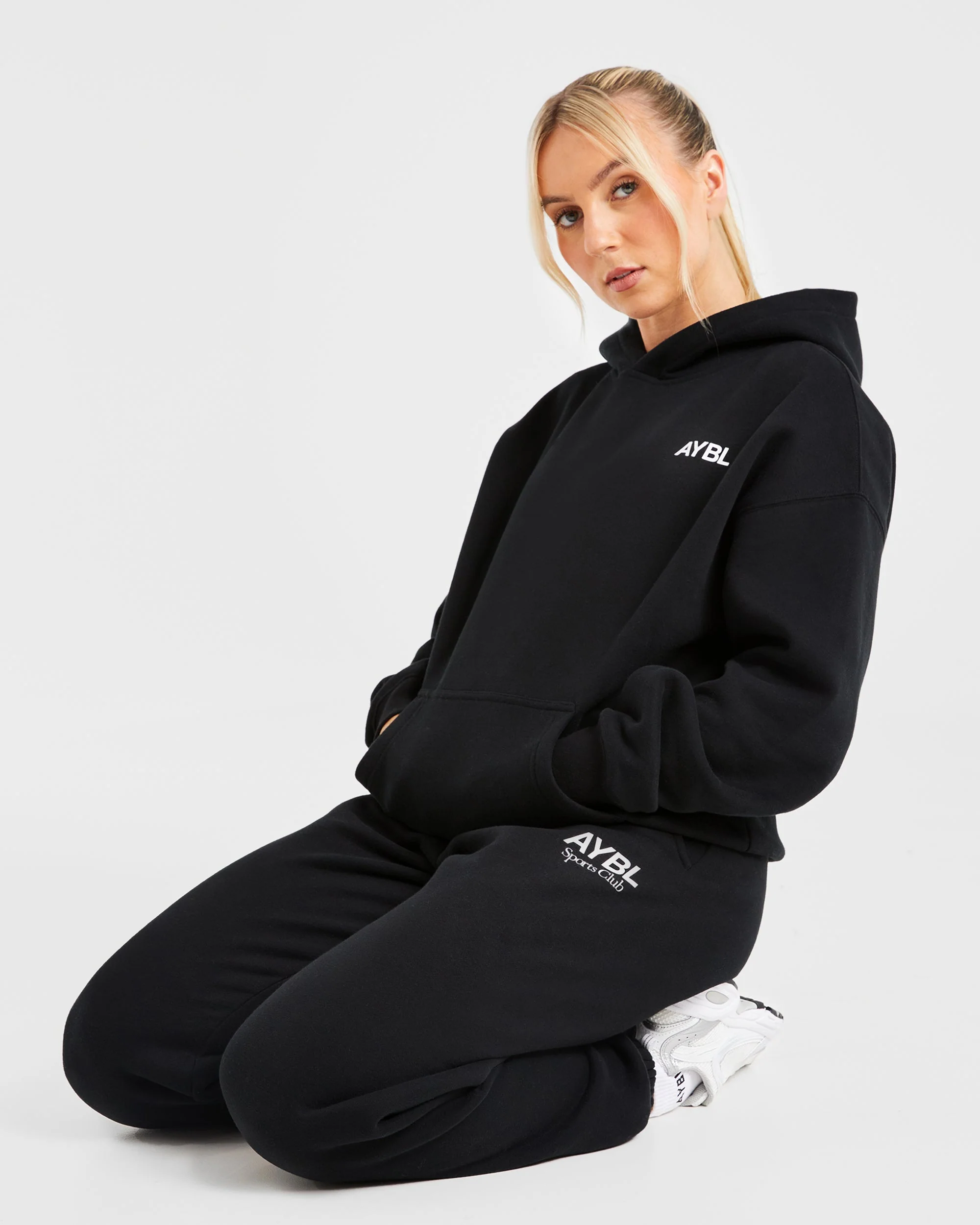 AYBL Sports Club Oversized Hoodie - Black/White - Image 8