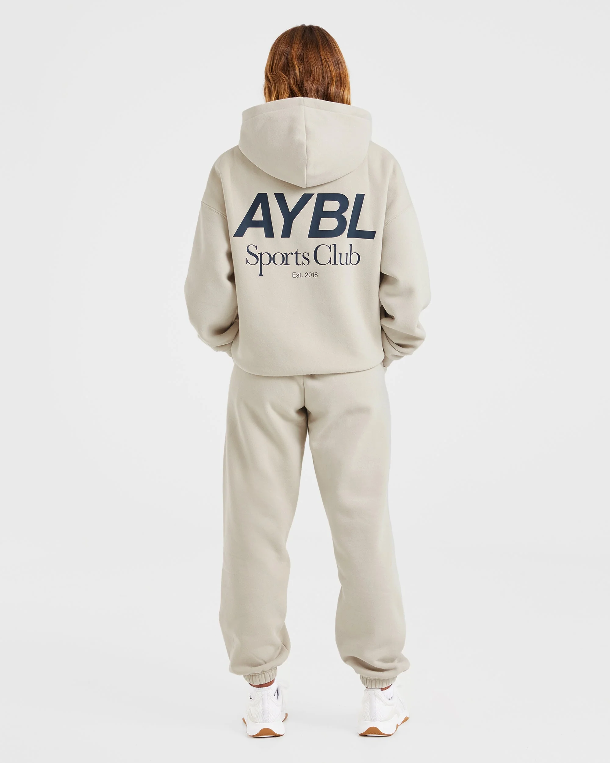 AYBL Sports Club Oversized Hoodie - Sand/Navy - Image 4