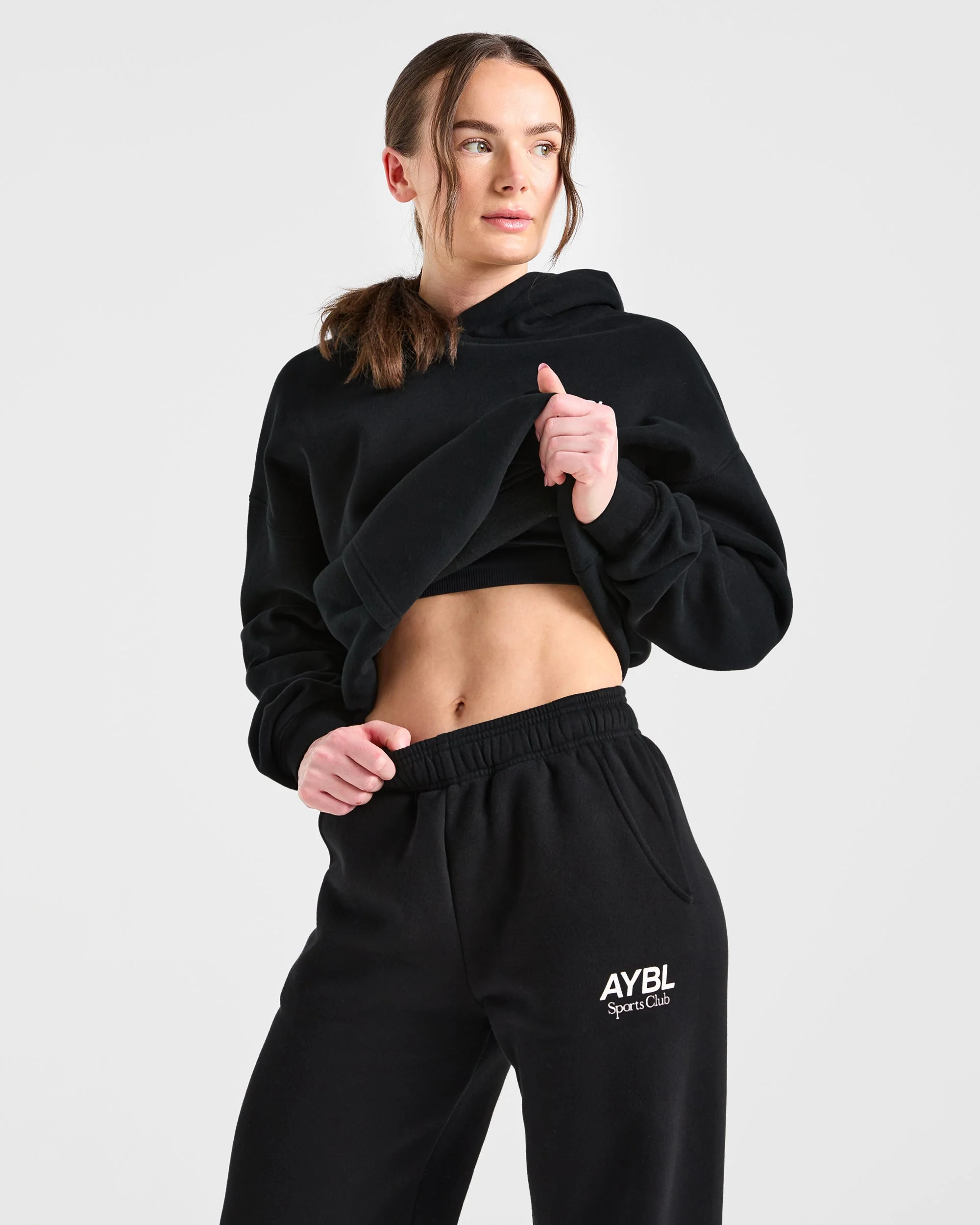 AYBL Sports Club Oversized Straight Leg Joggers - Black/White - Image 7