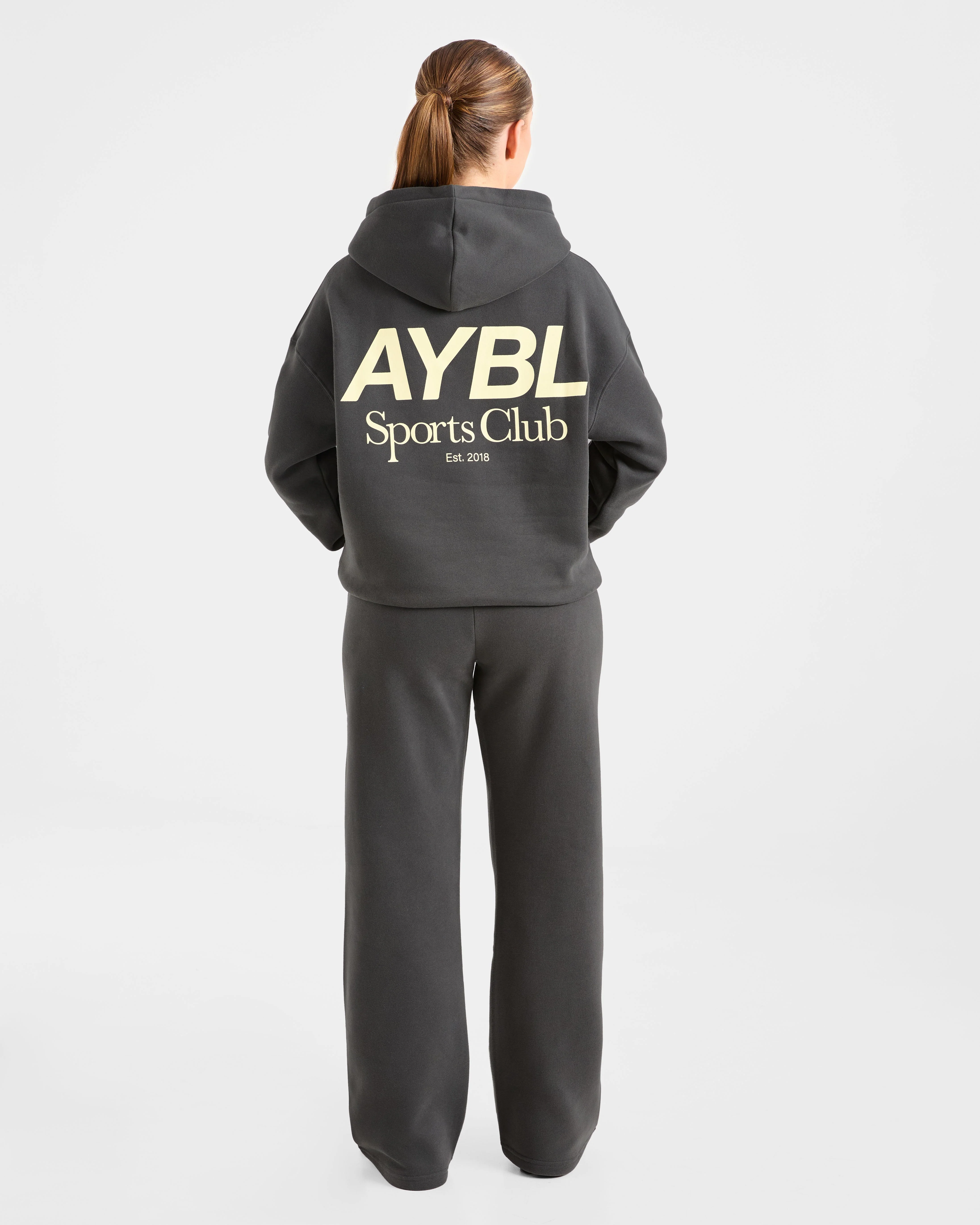 AYBL Sports Club Oversized Straight Leg Joggers - Charcoal/Yellow - Image 4