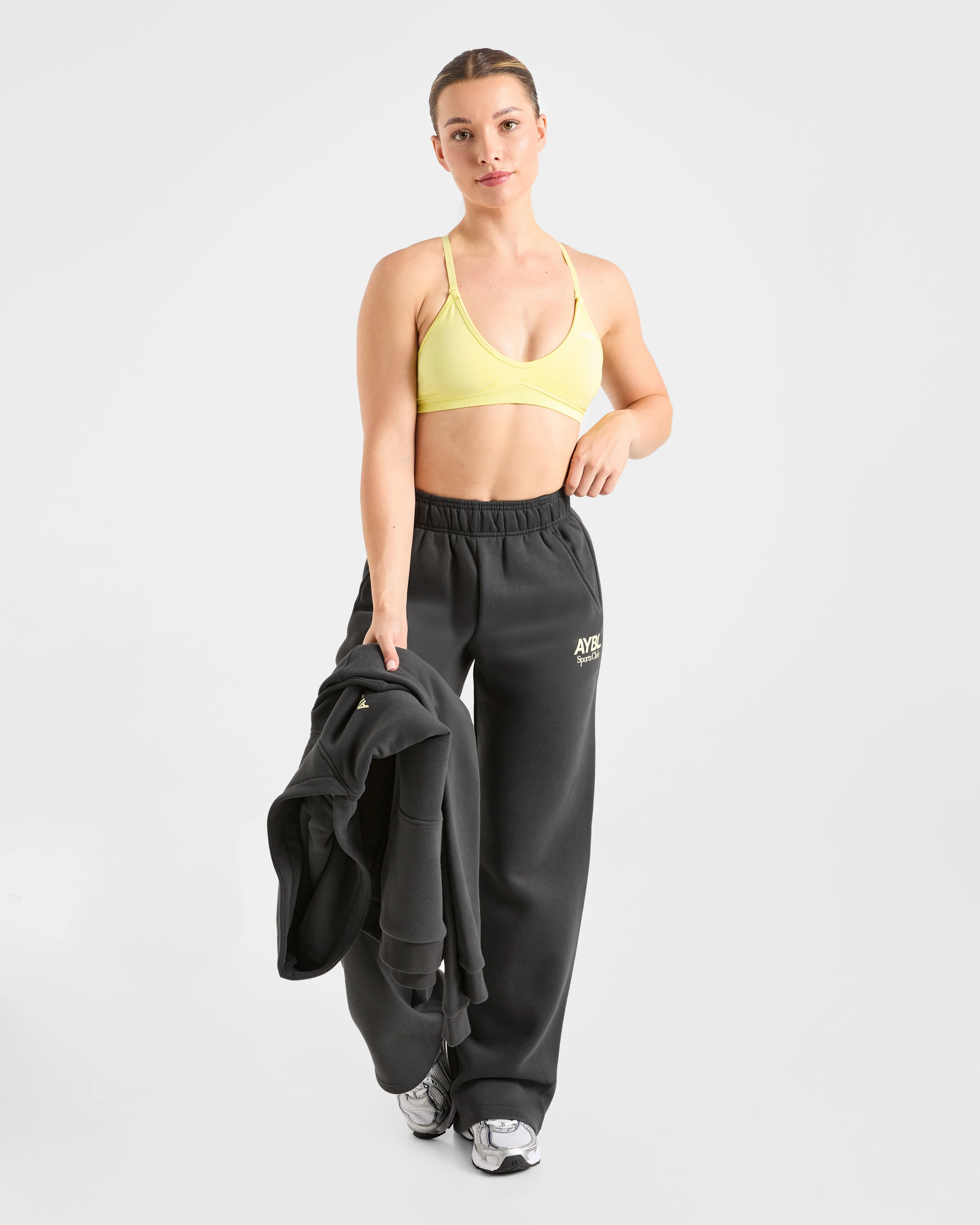 AYBL Sports Club Oversized Straight Leg Joggers - Charcoal/Yellow - Image 8
