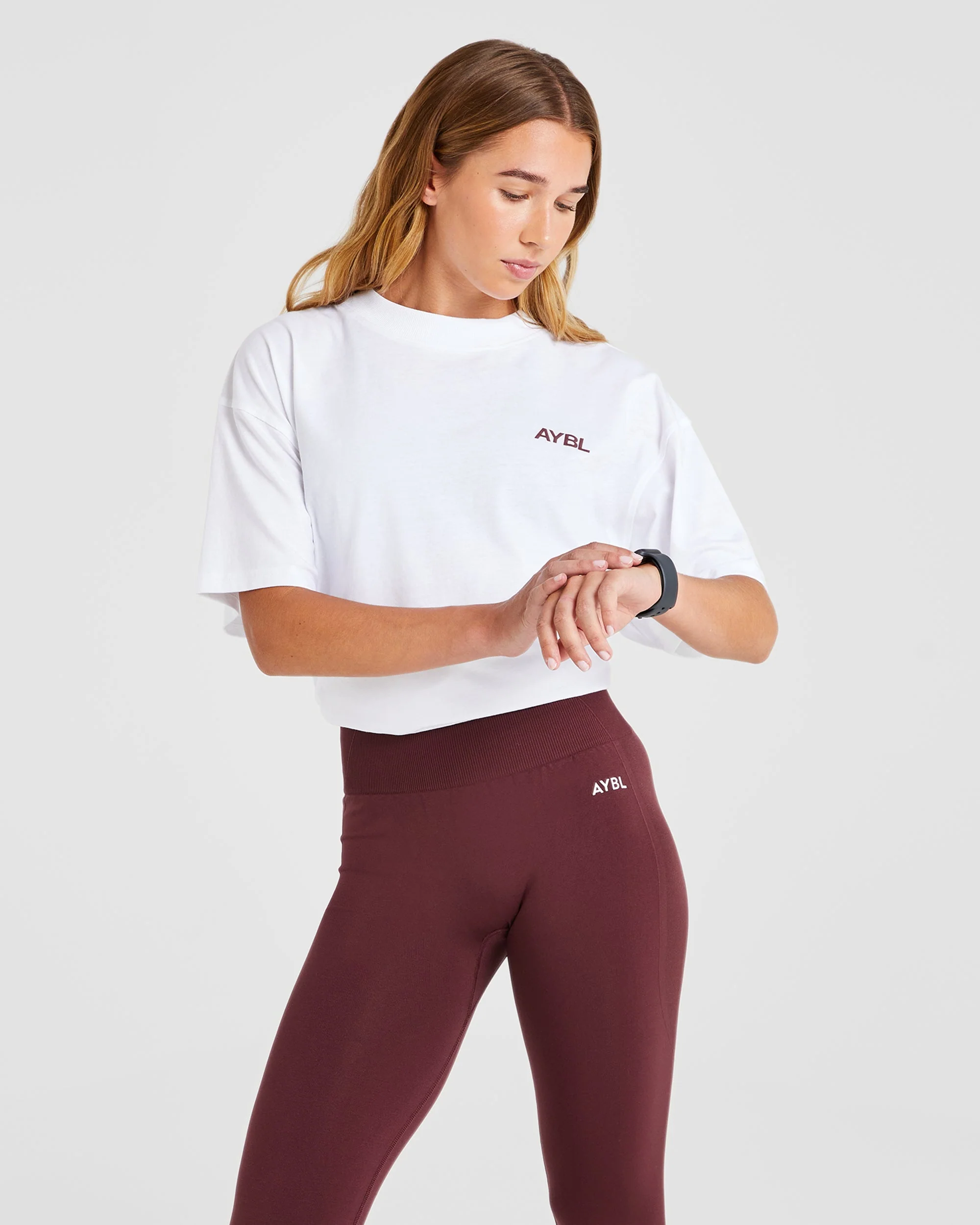 AYBL Sports Club Oversized T Shirt - White/Burgundy - Image 7