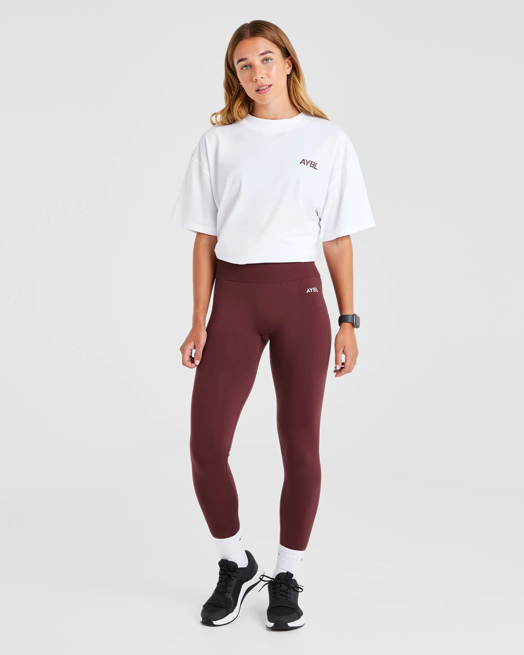 AYBL Sports Club Oversized T Shirt - White/Burgundy - Image 8