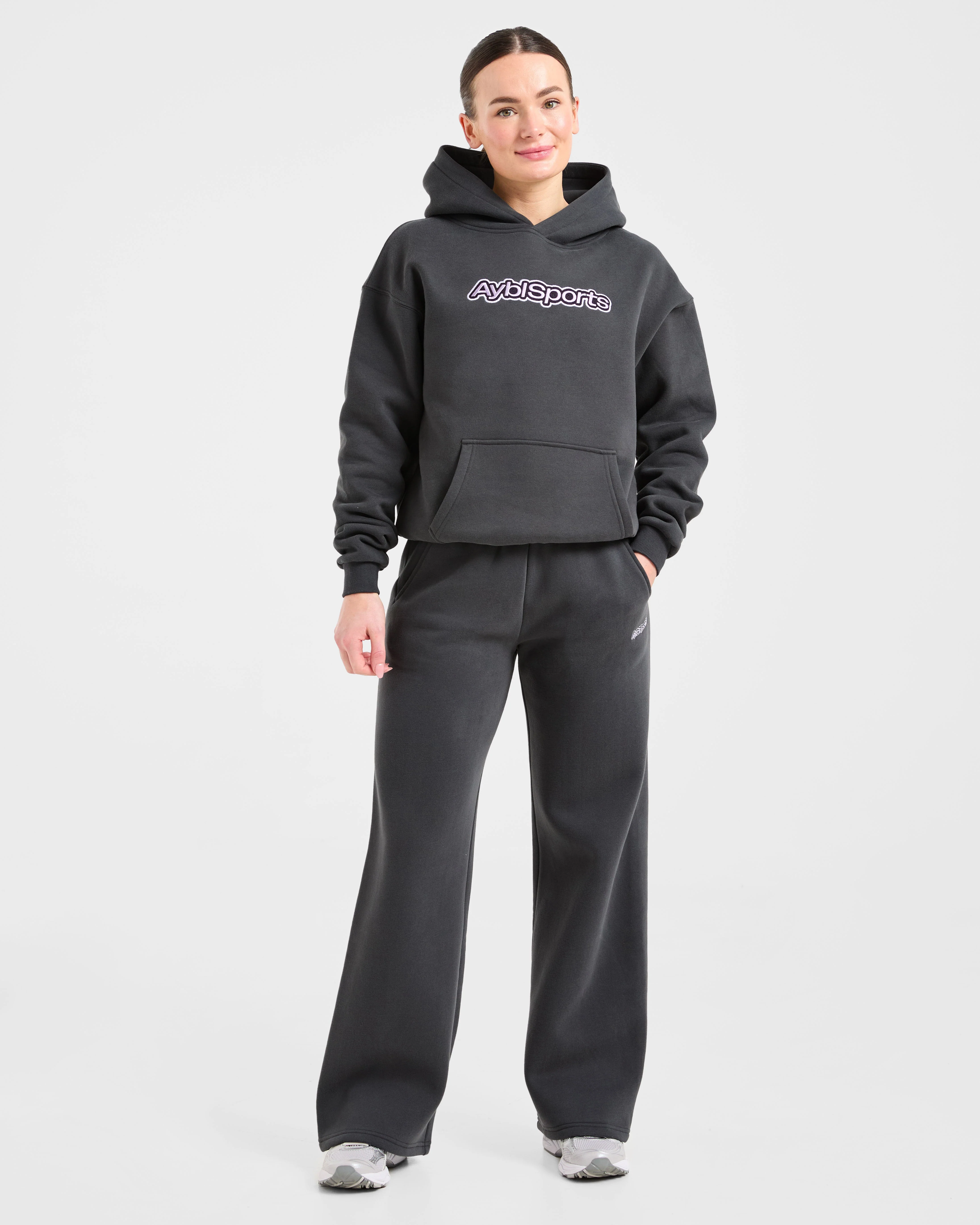 AYBL Sports Outline Oversized Straight Leg Joggers - Charcoal - Image 3
