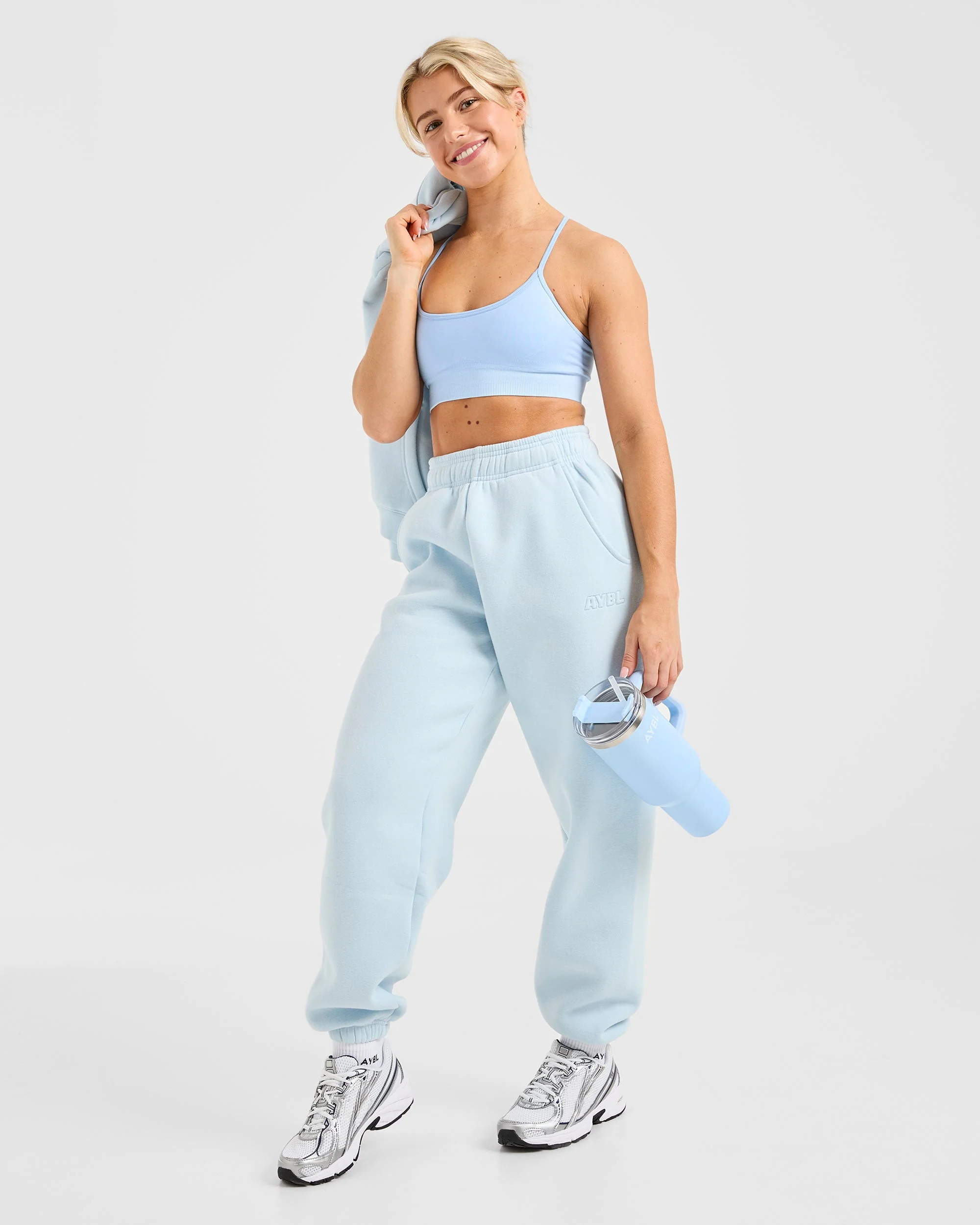 Classic Plush Oversized Joggers - Pastel Blue - Image 8