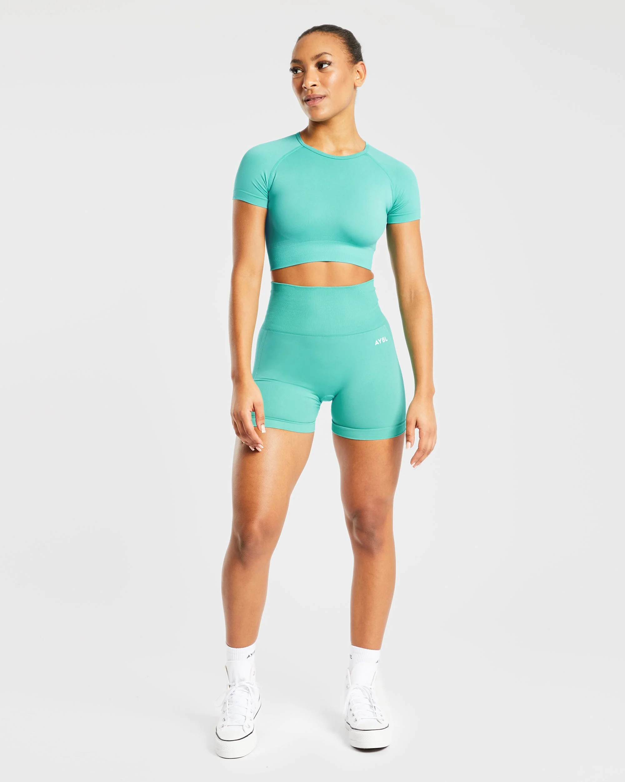 Empower Seamless Crop Top - Jade Green - Image 3