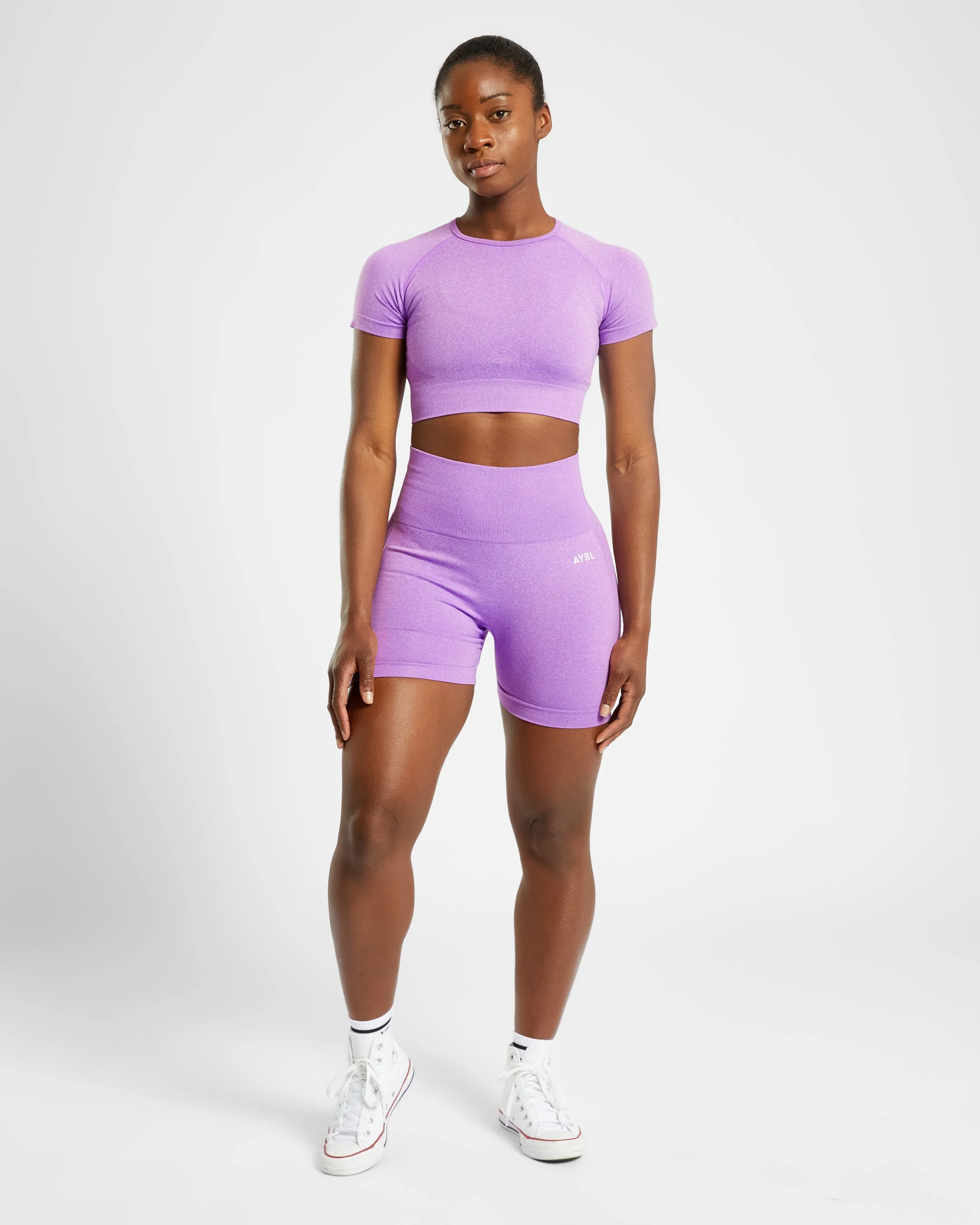 Empower Seamless Crop Top - Purple Marl - Image 3