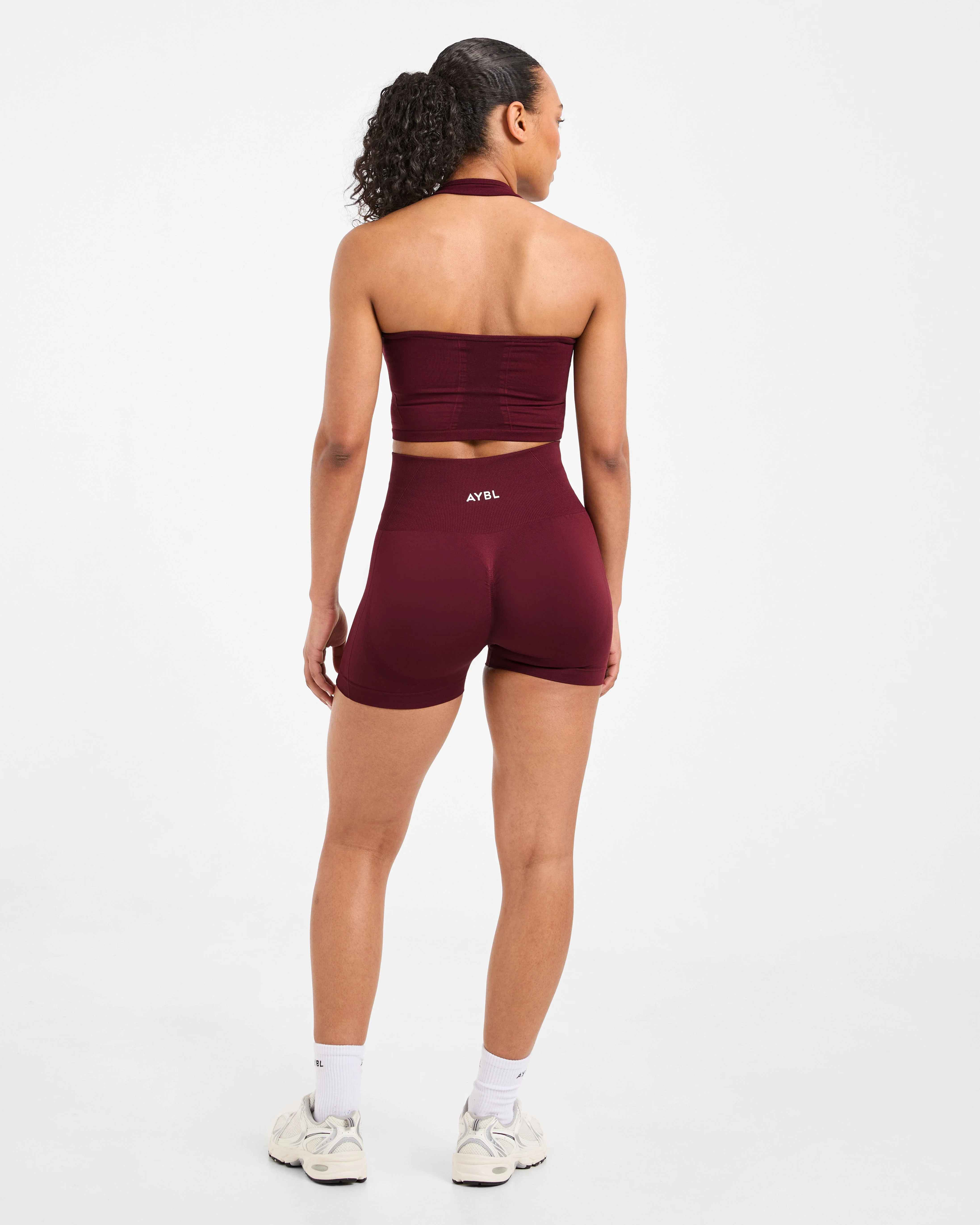 Empower Seamless Halterneck Crop Top - Red Wine - Image 4