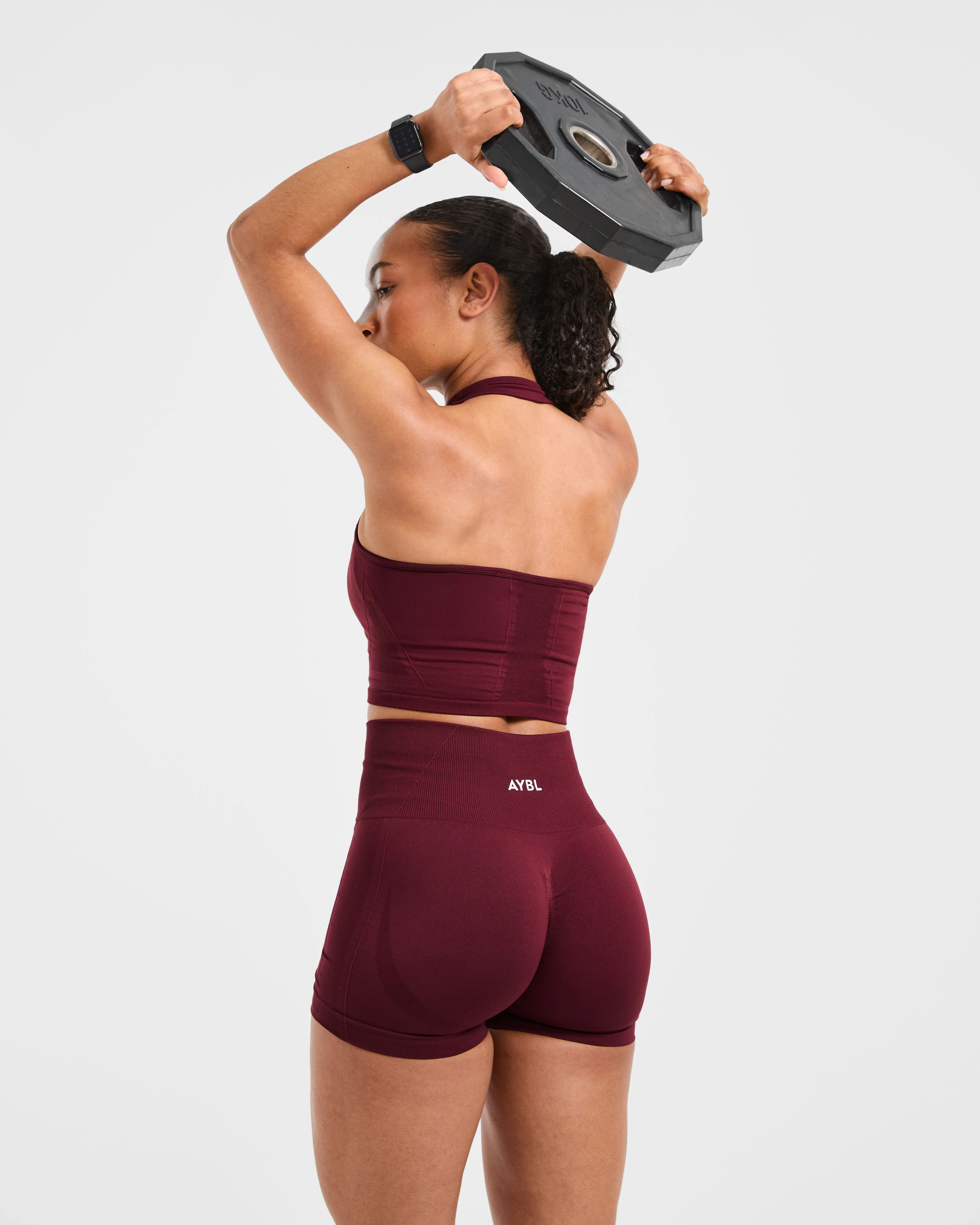 Empower Seamless Halterneck Crop Top - Red Wine - Image 8