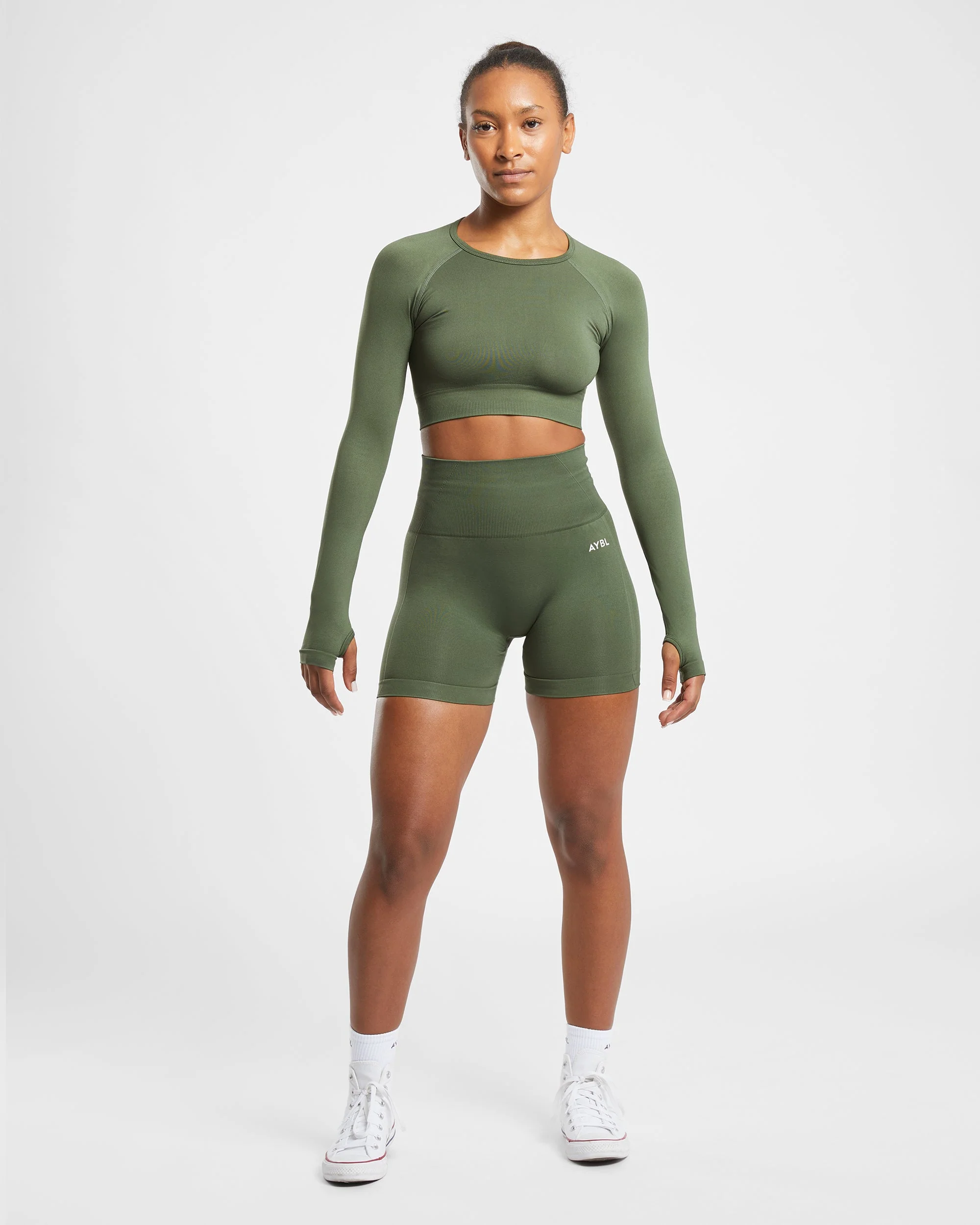 Empower Seamless Shorts - Khaki Green - Image 3