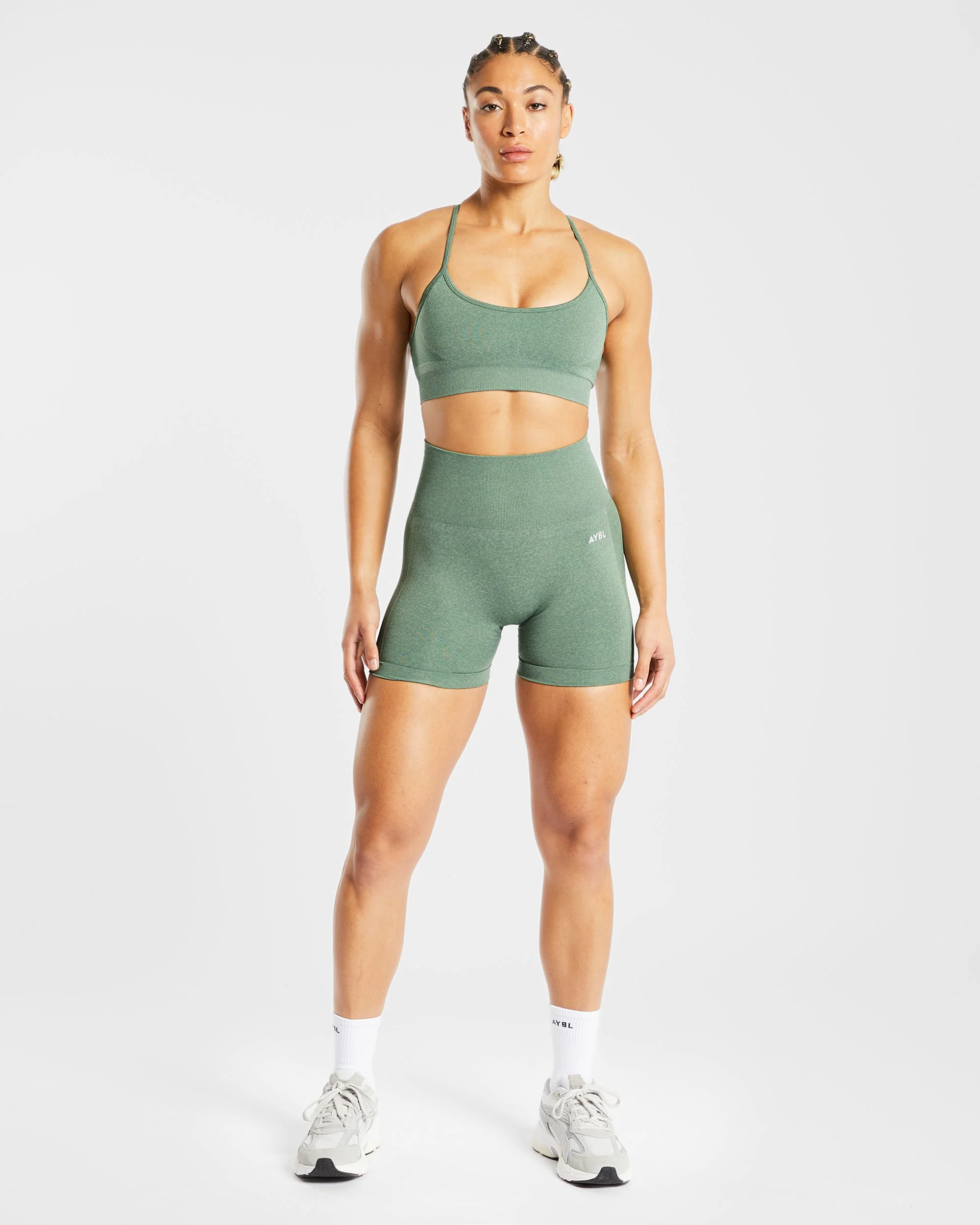 Empower Seamless Shorts - Olive Marl - Image 3