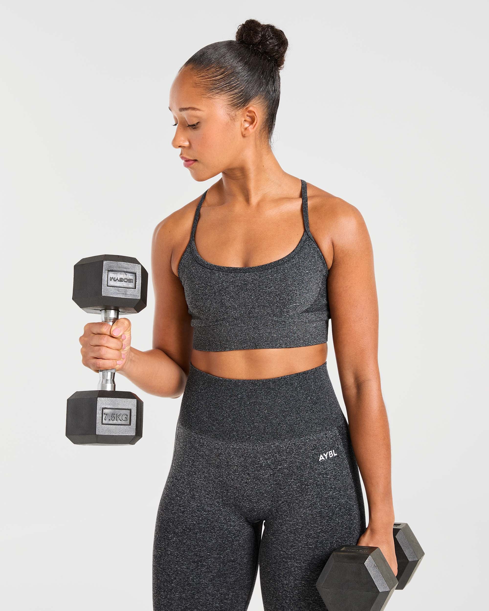 Empower Seamless Sports Bra - Black Marl - Image 7