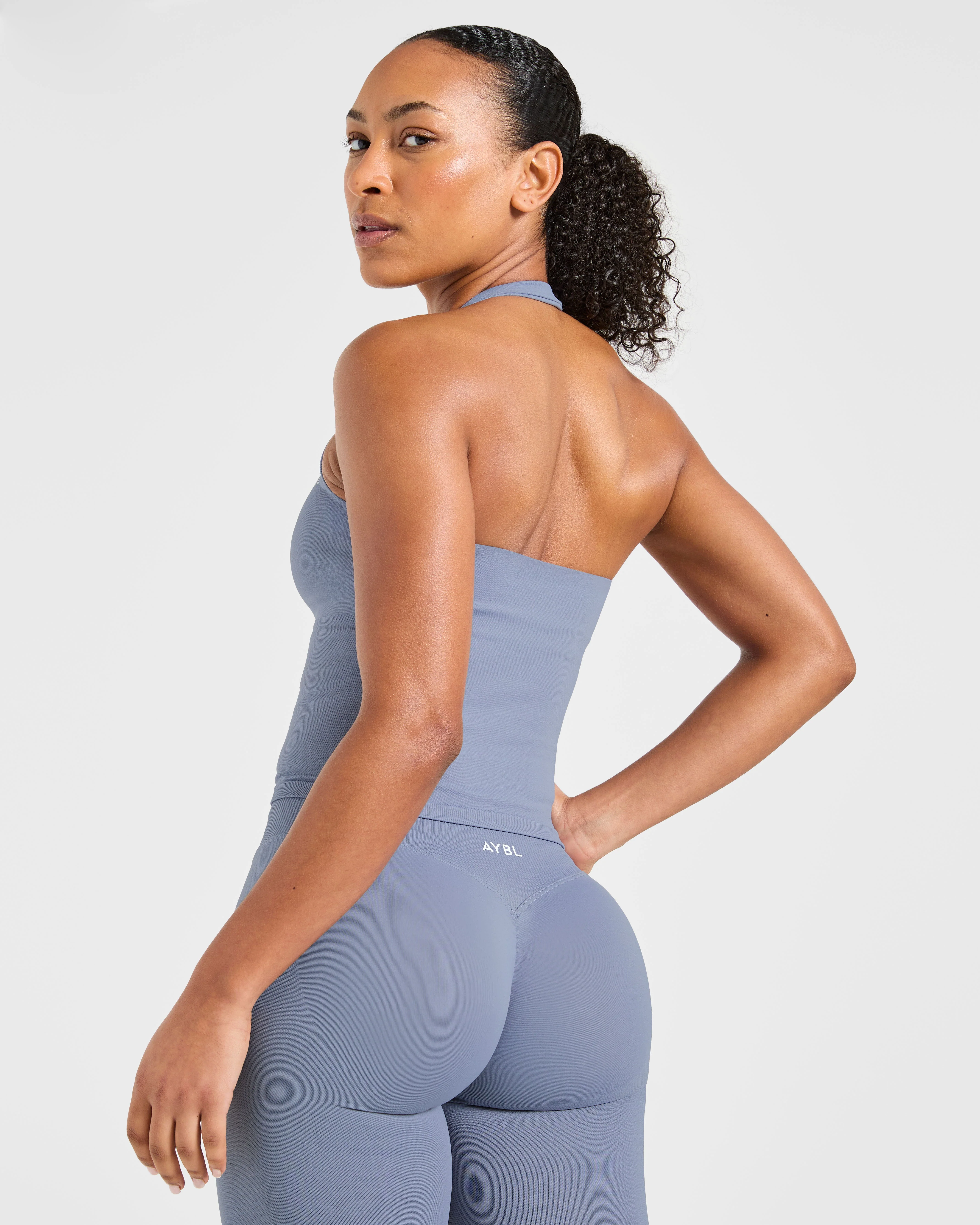 Enhance Seamless Halterneck Top - Slate Blue - Image 8
