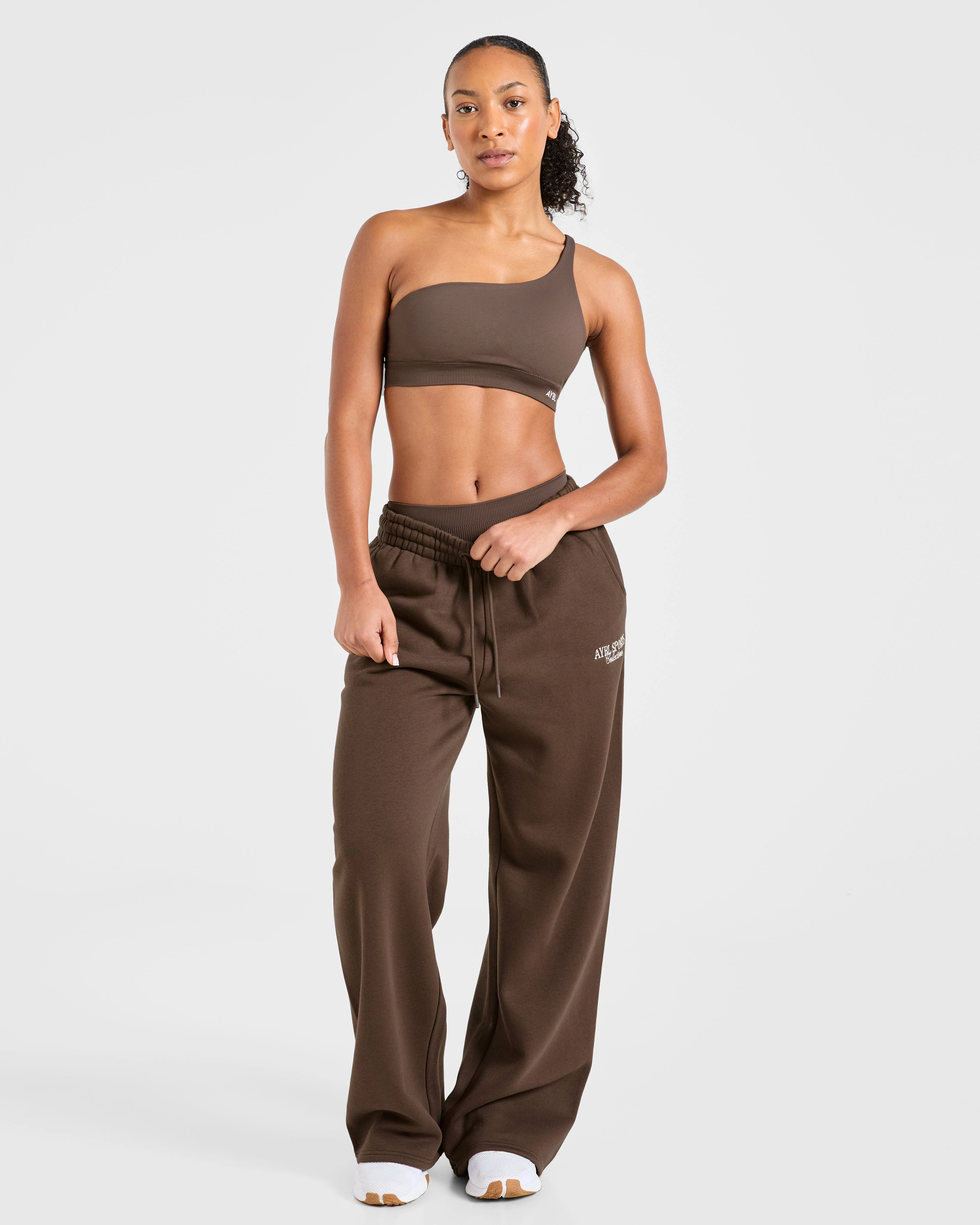 Enhance Seamless One Shoulder Sports Bra - Brown - Image 7