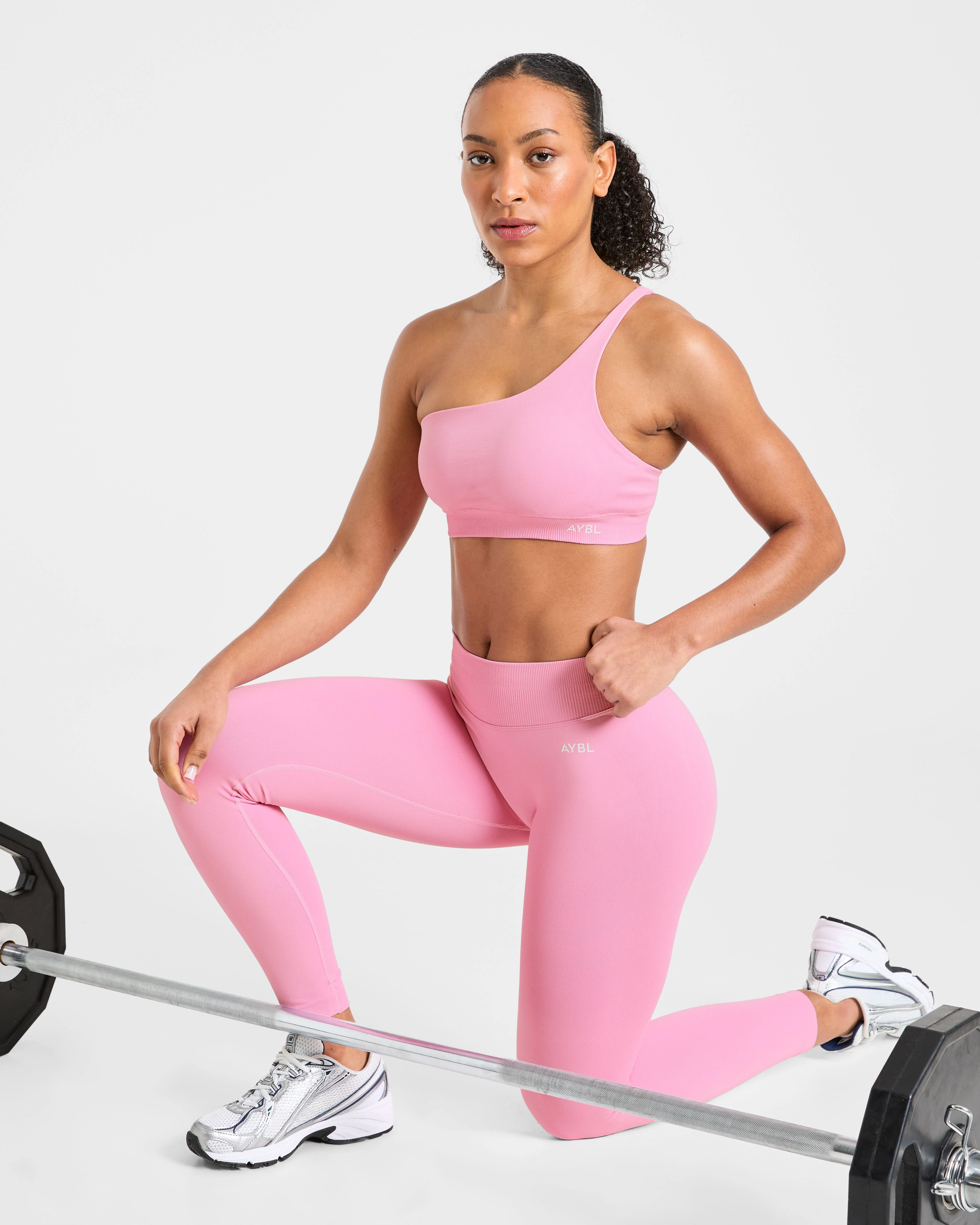 Enhance Seamless One Shoulder Sports Bra - Sugar Pink - Image 7