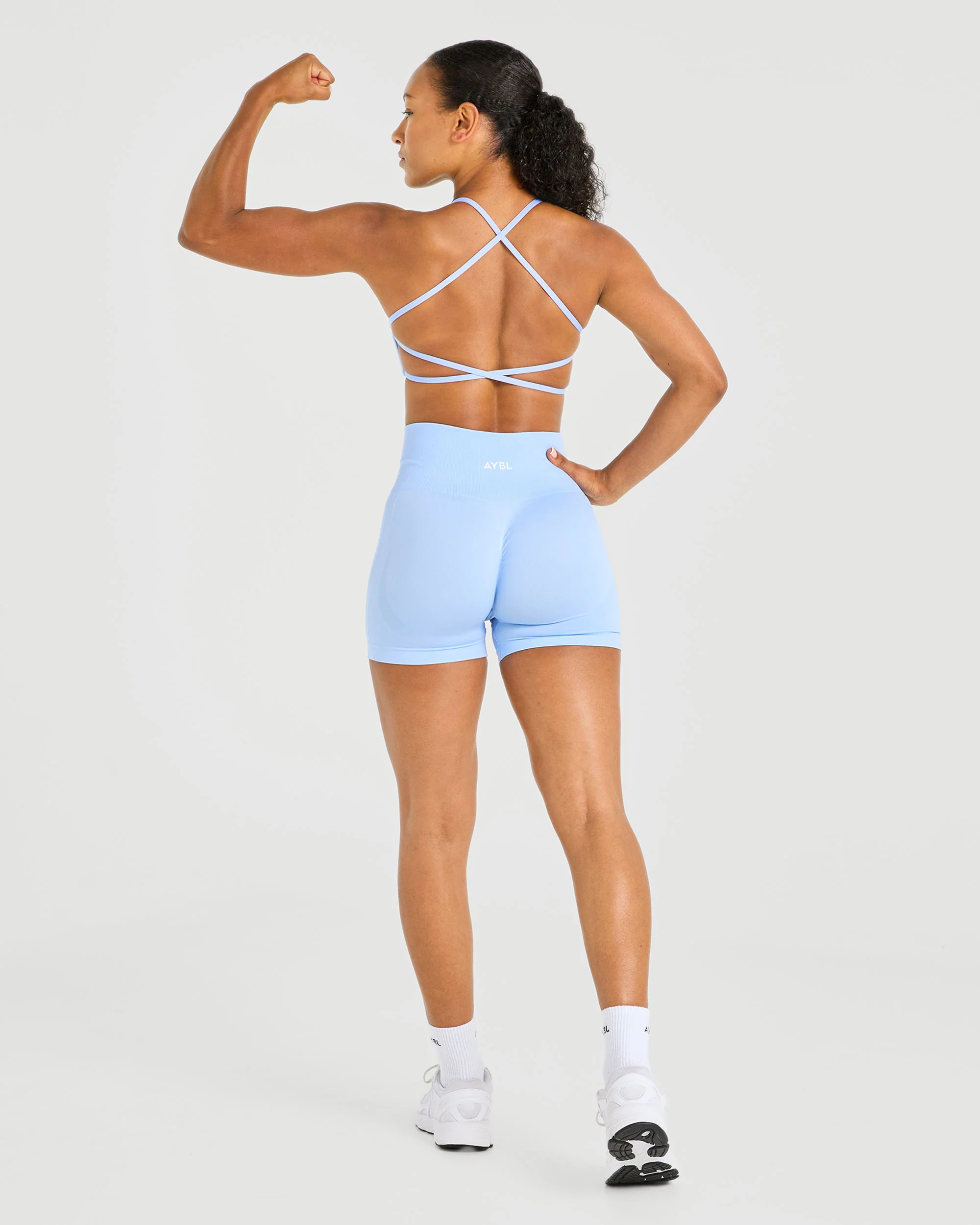 Essential Crossback Sports Bra - Baby Blue - Image 8