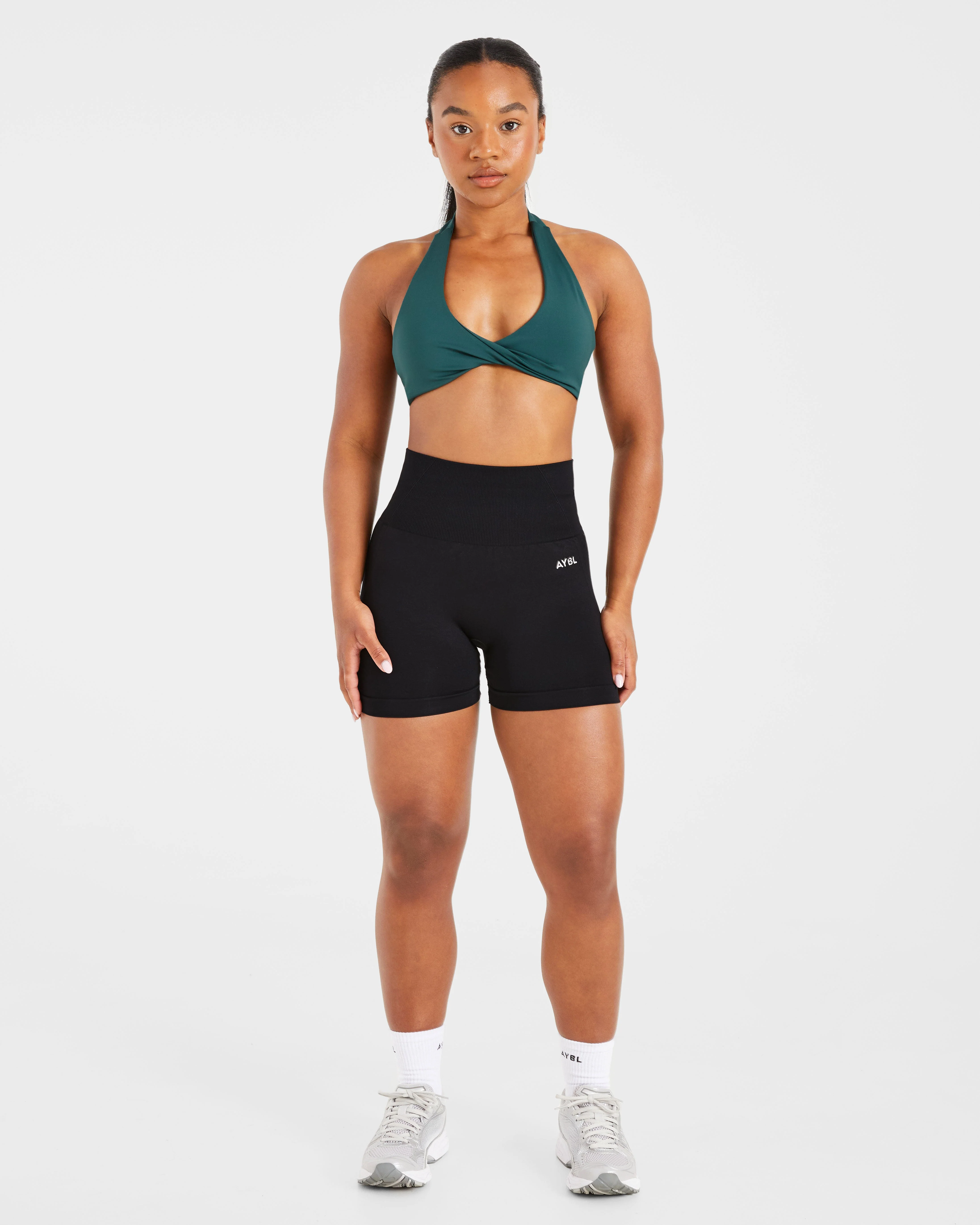 Essential Halterneck Sports Bra - Deep Green - Image 3
