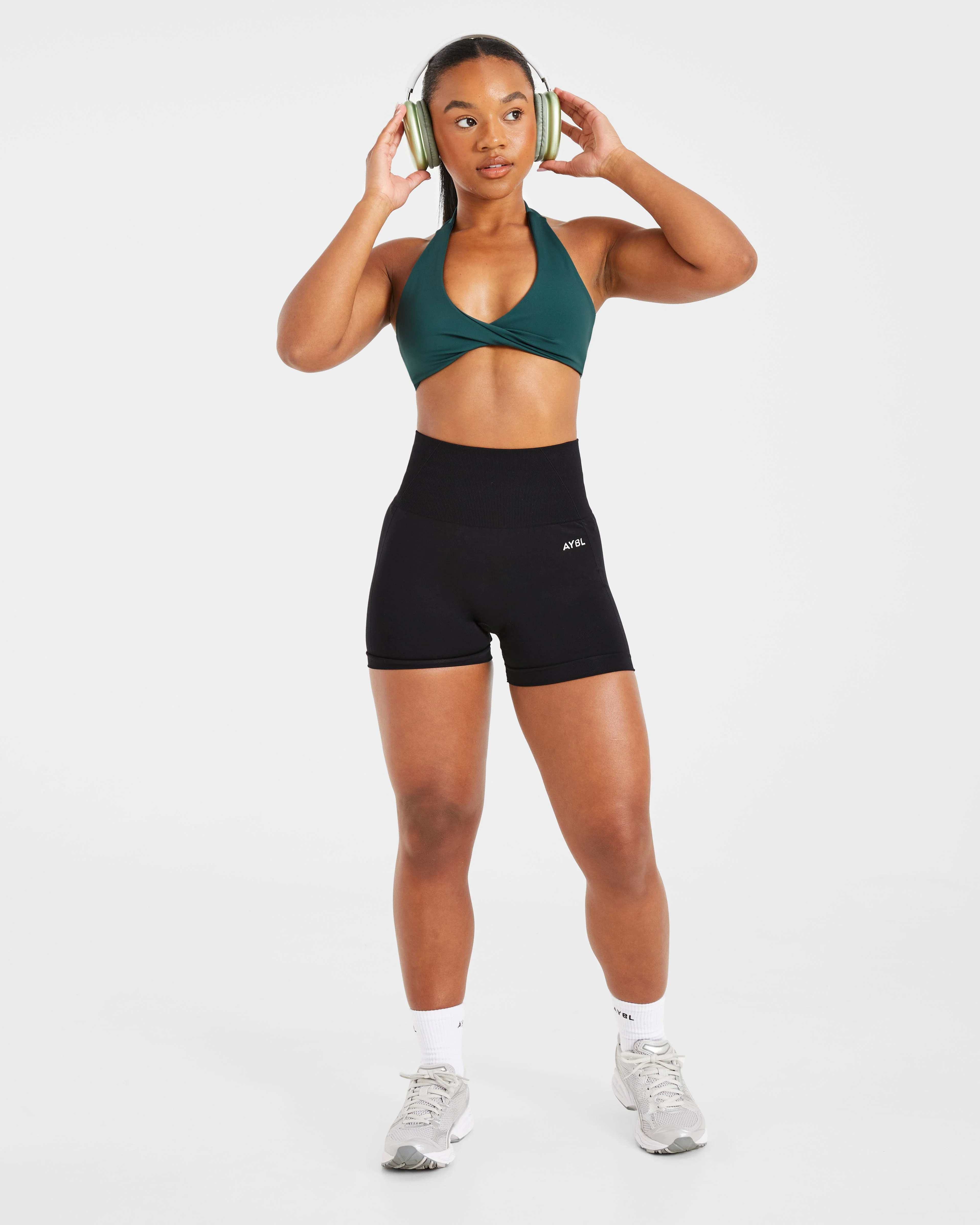 Essential Halterneck Sports Bra - Deep Green - Image 8
