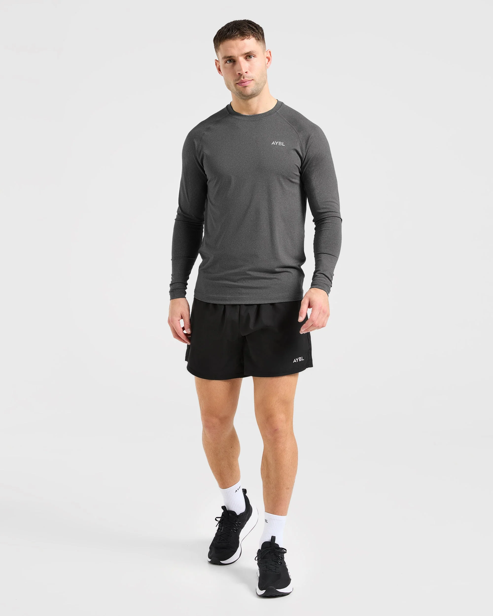 Essential Long Sleeve T Shirt - Grey Marl - Image 3