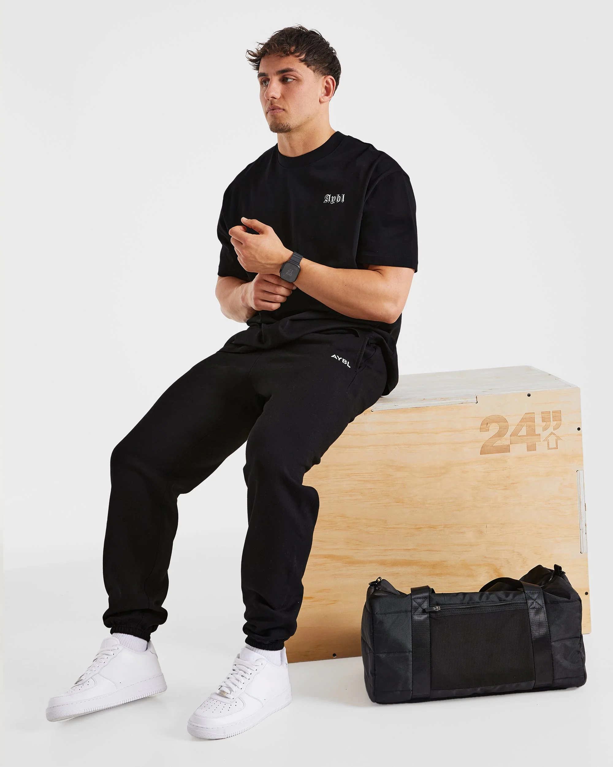 Essential Oversized Joggers - Black - Image 7