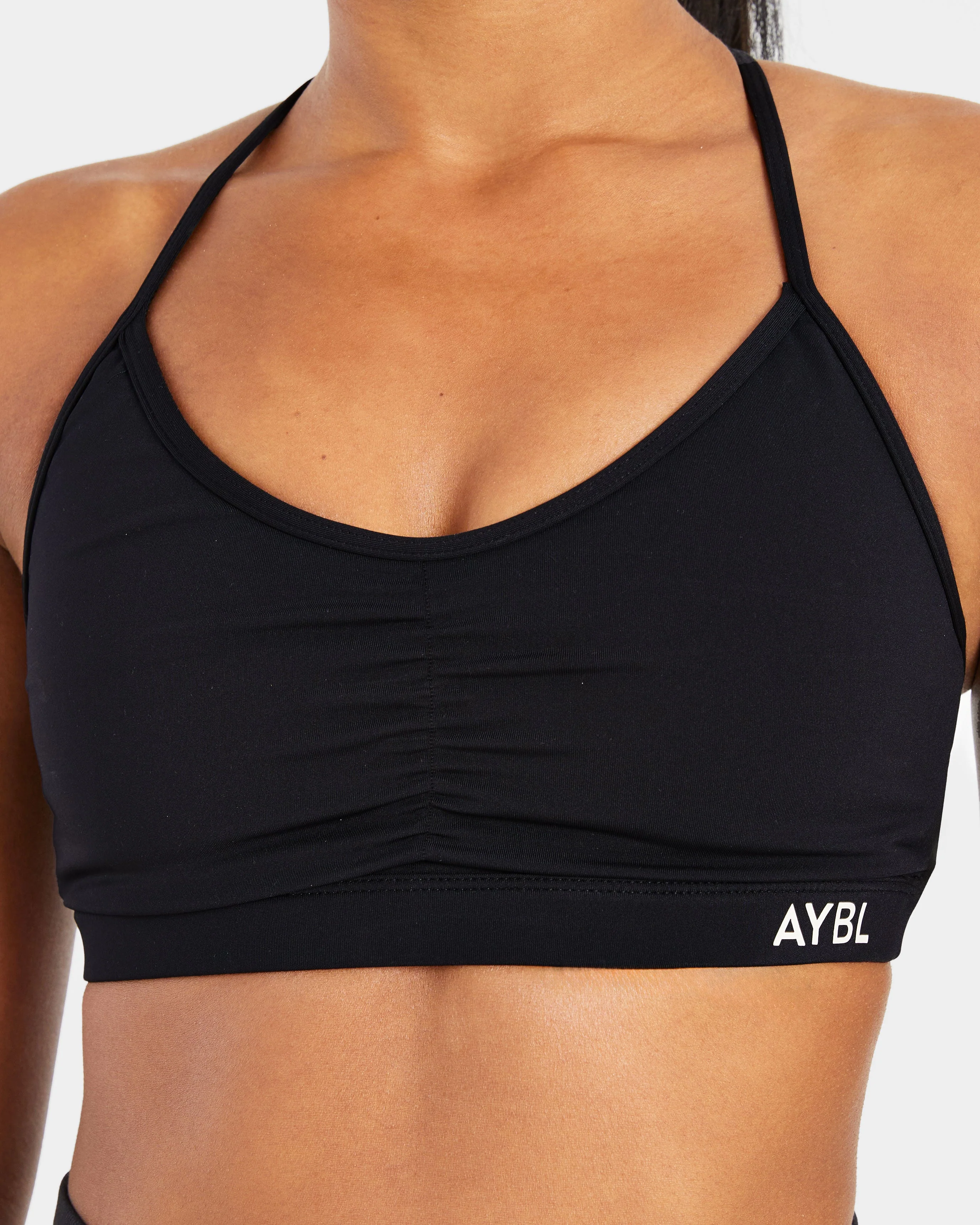 Essential Ruched Sports Bra - Black - Image 5