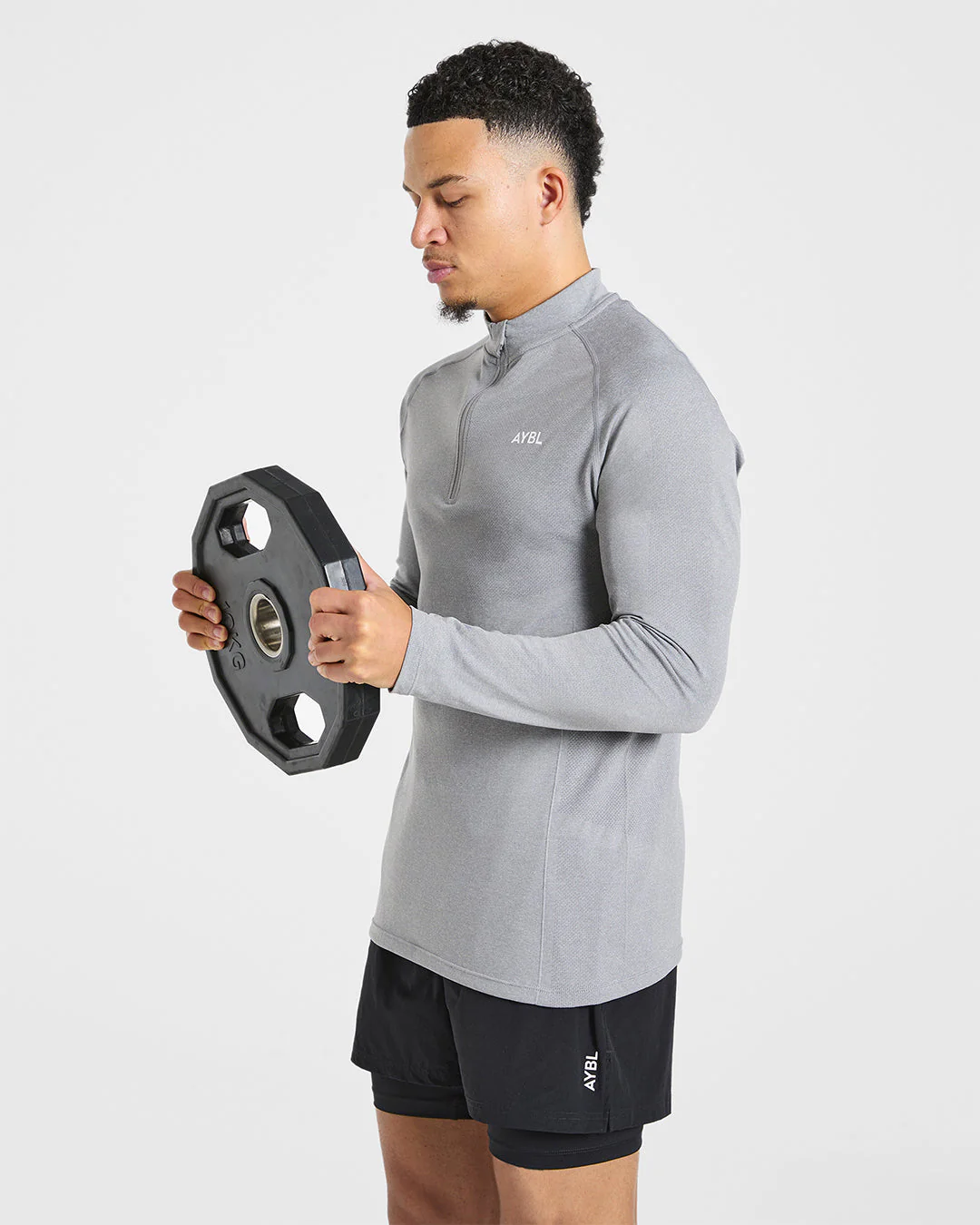 Essential Seamless 1/4 Zip Pullover - Grey Marl - Image 7