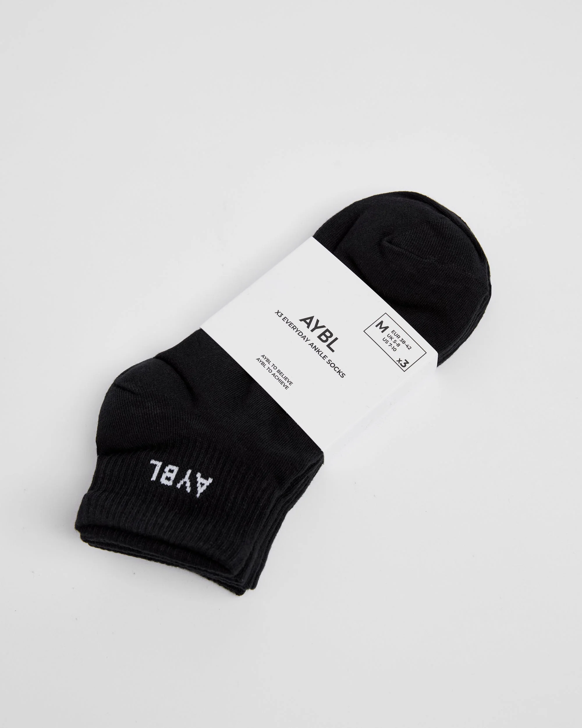 Everyday Ankle Socks (3 Pack) - Black - Image 4