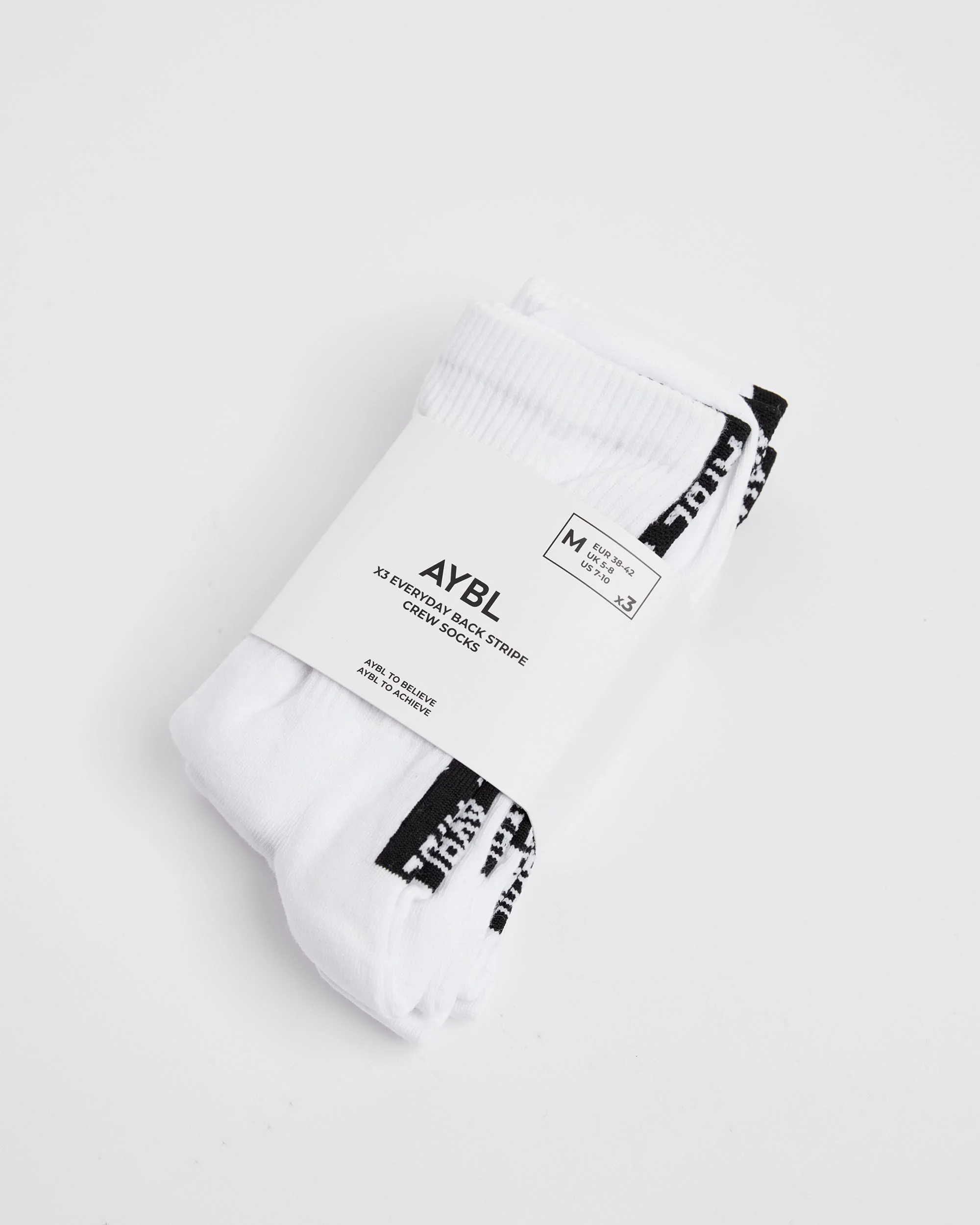 Everyday Back Stripe Crew Socks (3 Pack) - White - Image 4