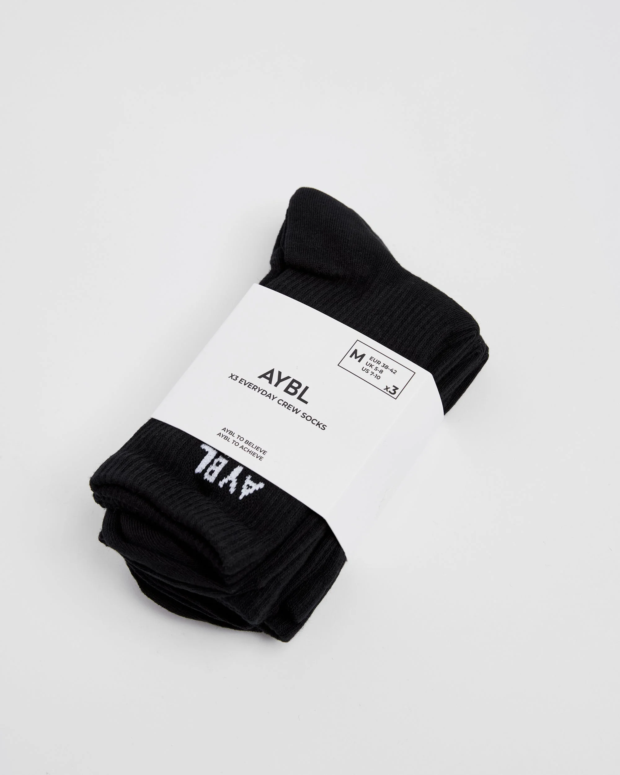 Everyday Crew Socks (3 Pack) - Black - Image 4