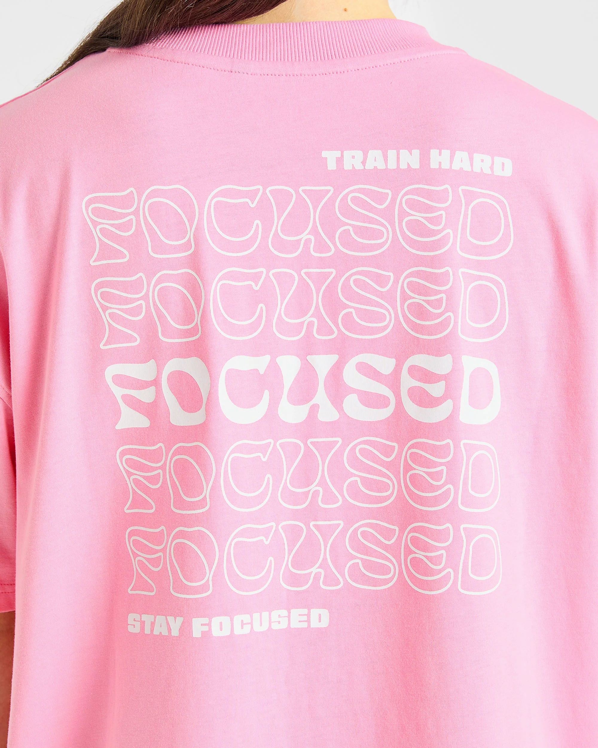 Focused Wavy Oversized T Shirt - Pink/White - Image 5
