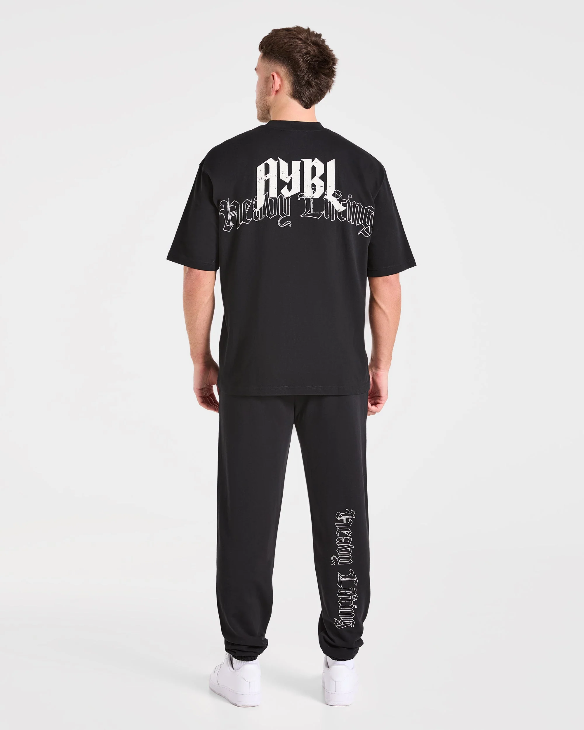 Heavy Lifting Gothic Oversized T Shirt - Black/Off White - Image 4