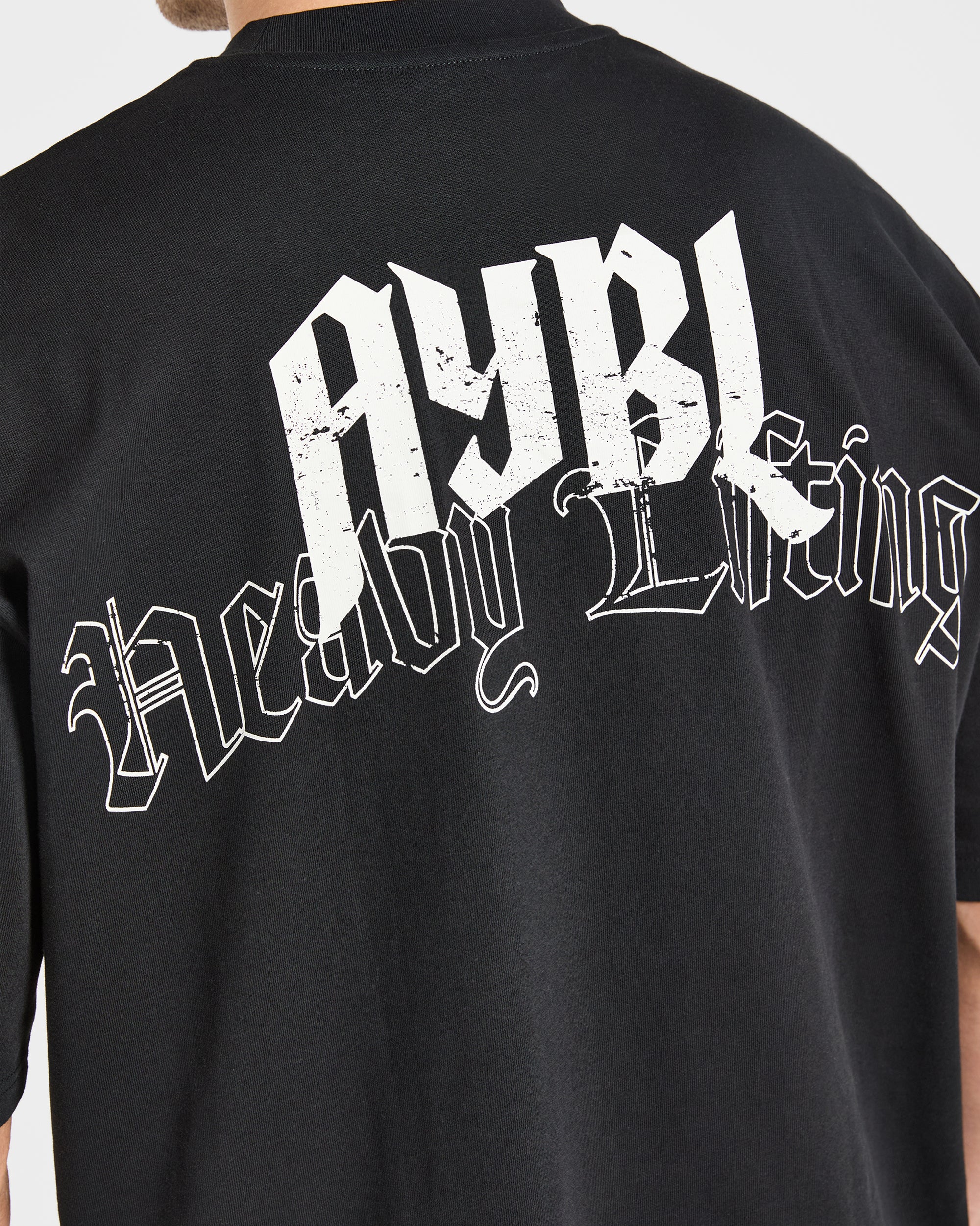 Heavy Lifting Gothic Oversized T Shirt - Black/Off White - Image 6