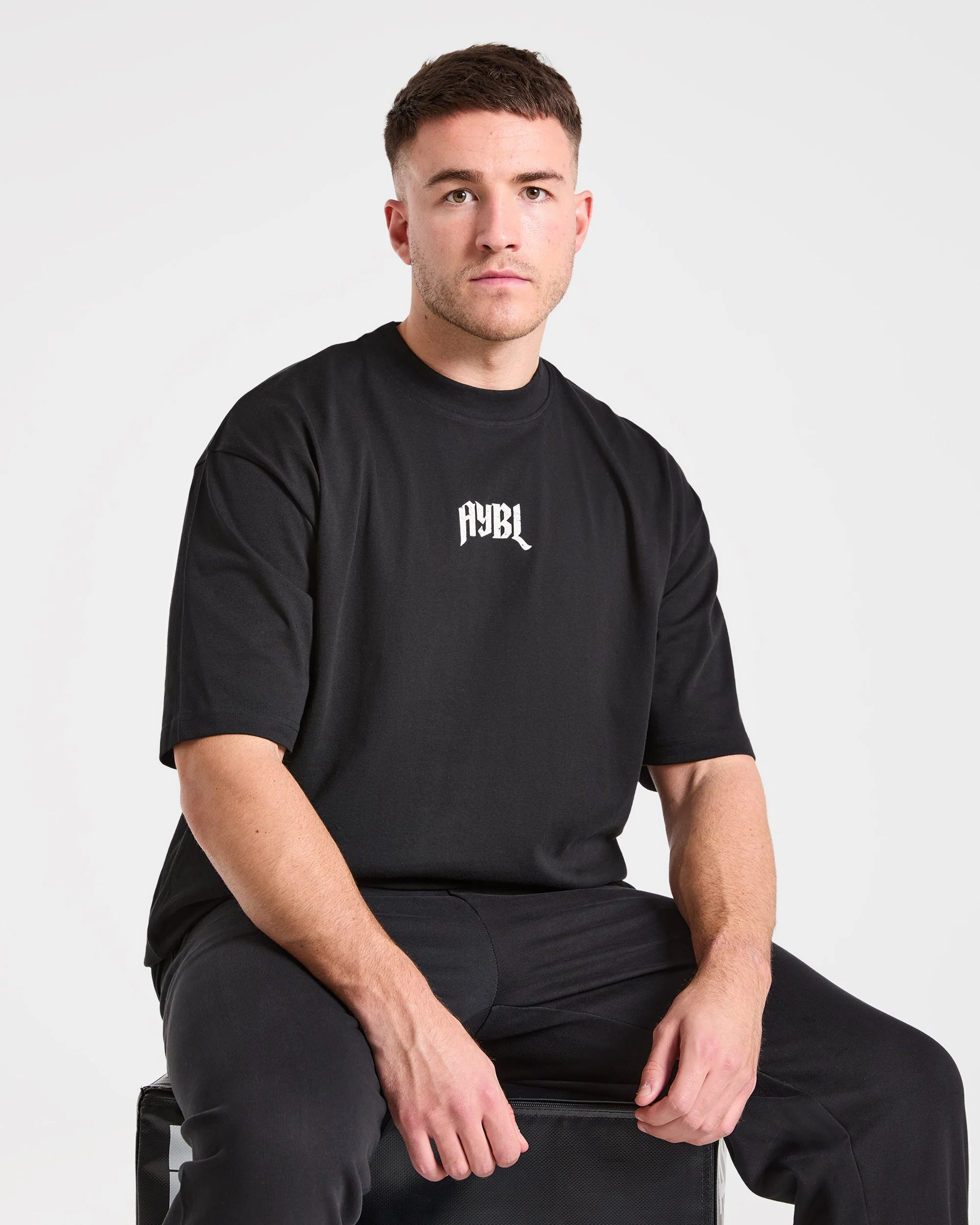 Heavy Lifting Gothic Oversized T Shirt - Black/Off White - Image 7