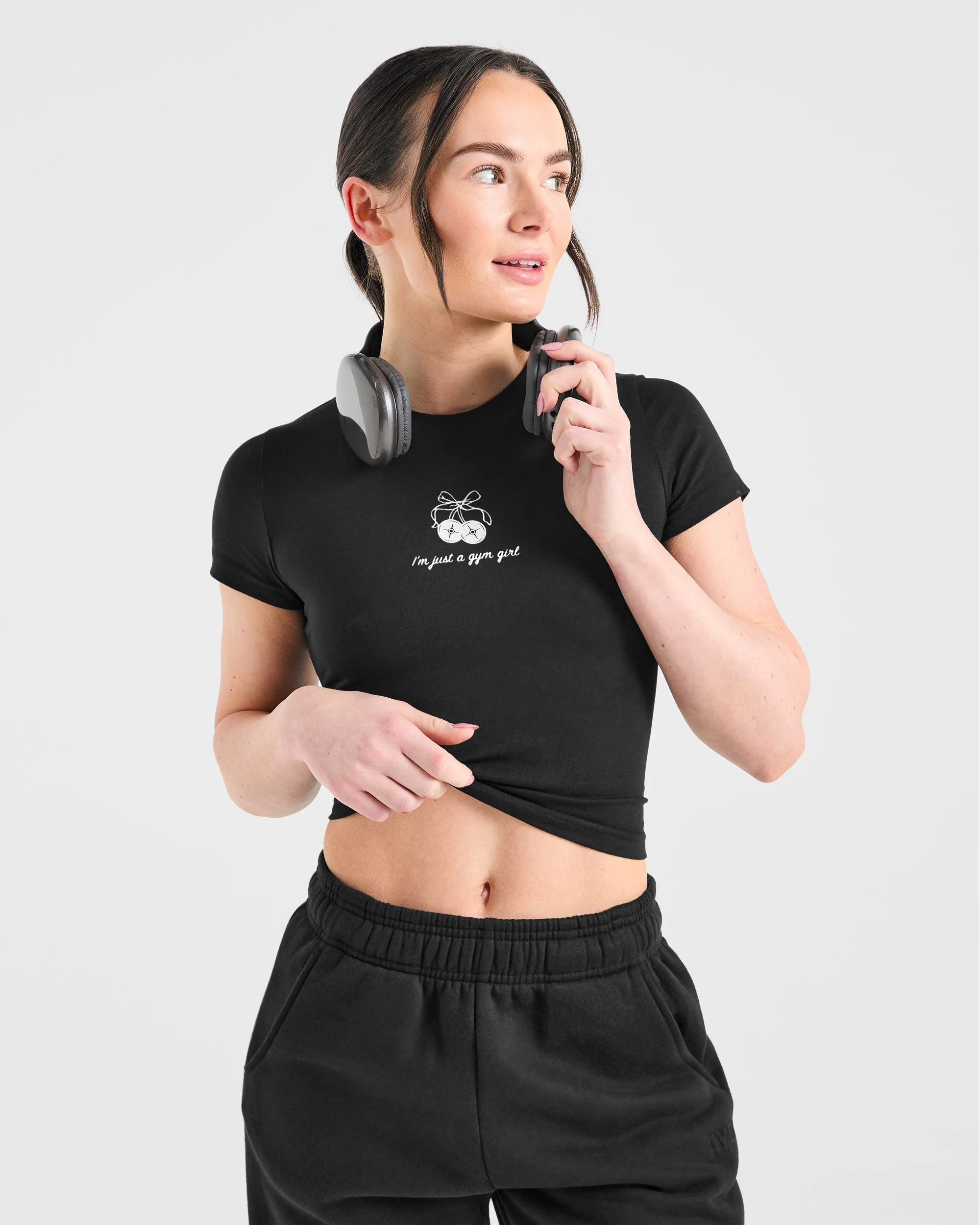 Just a Gym Girl Baby Tee - Black - Image 7