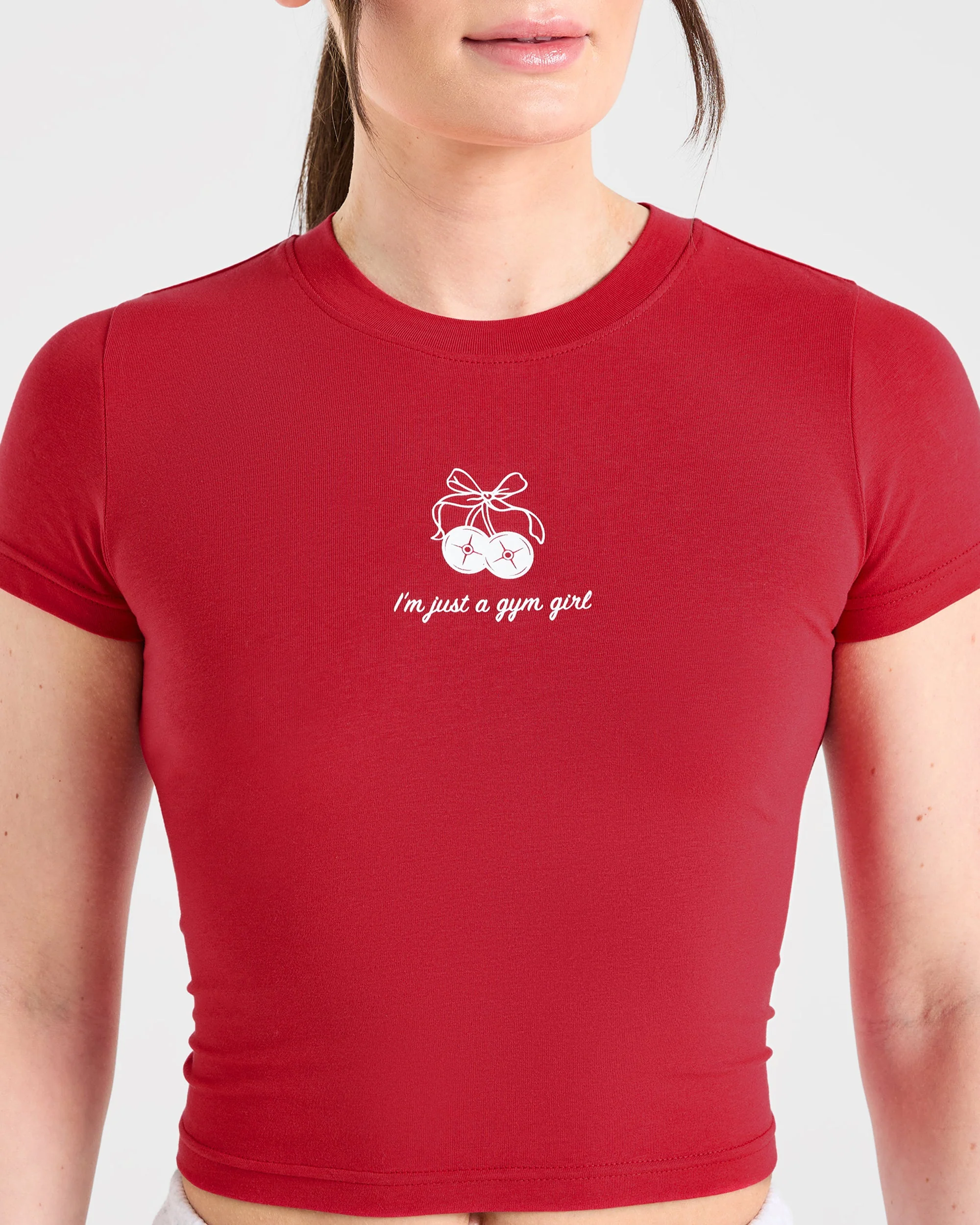 Just a Gym Girl Baby Tee - Red - Image 5