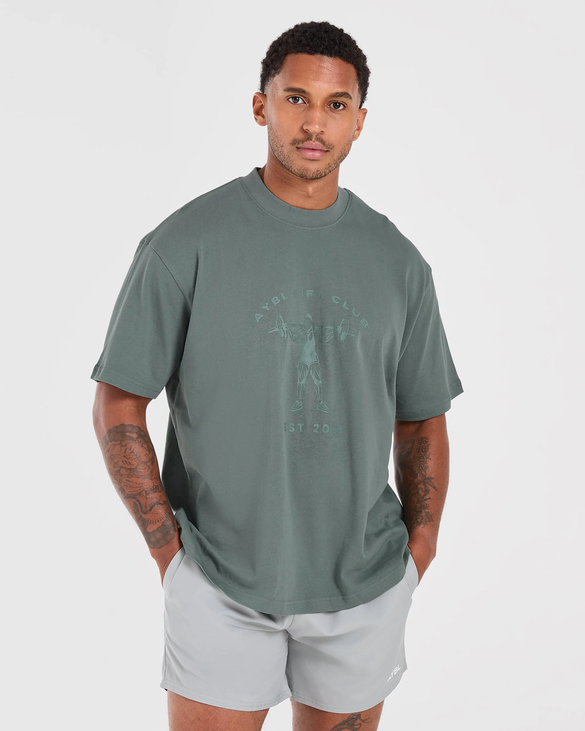 Lift Club Oversized T Shirt - Vintage Sage - Image 9