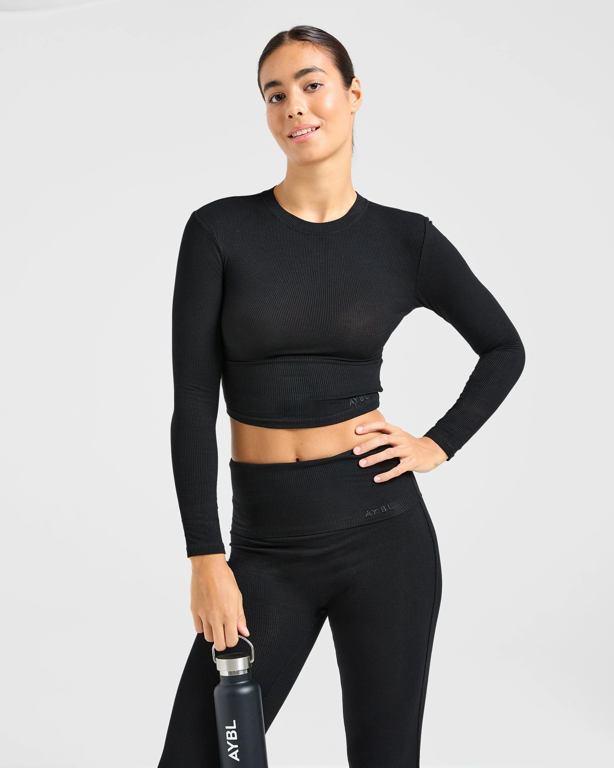 Lounge Ribbed Long Sleeve - Black - Image 8