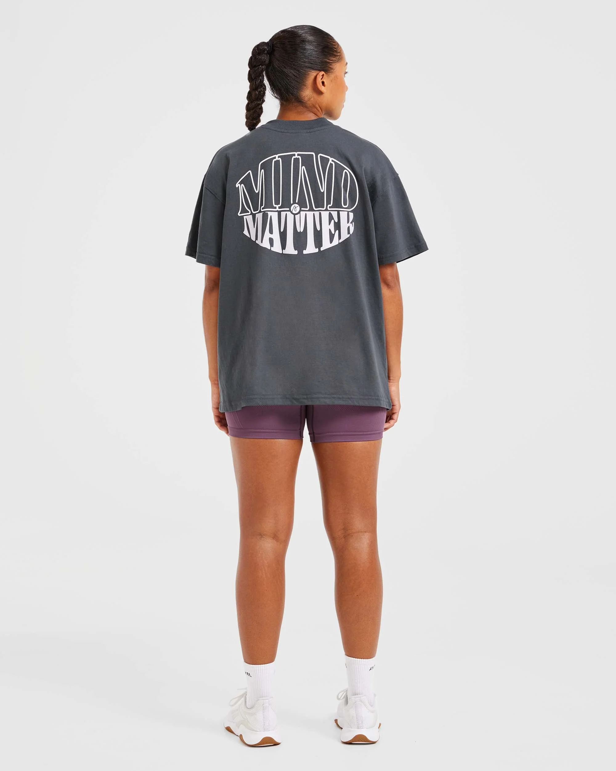Mind Over Matter Oversized T Shirt - Charcoal/Lilac - Image 3