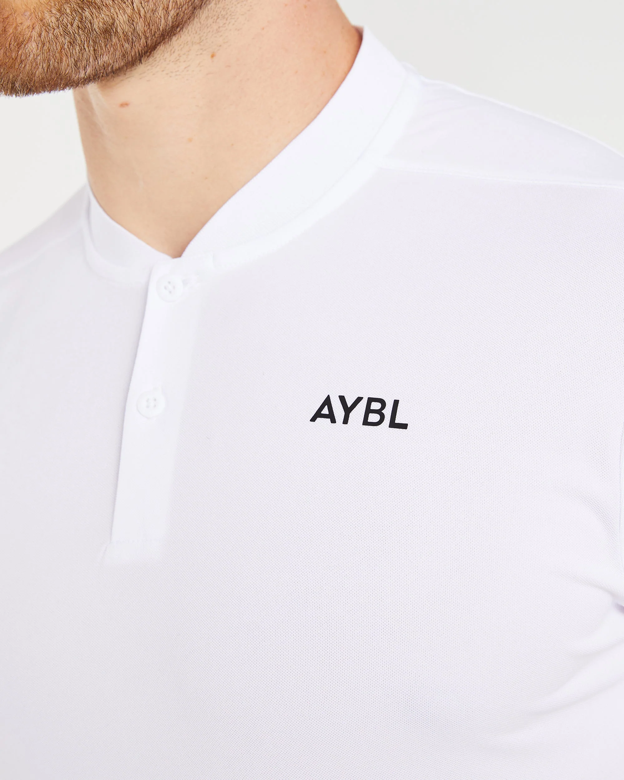 Performance Collarless Polo Shirt - White - Image 5