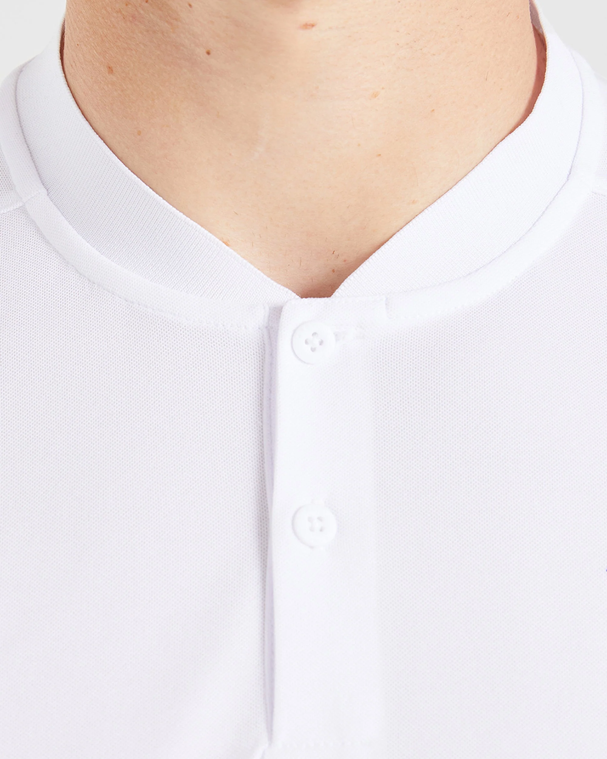 Performance Collarless Polo Shirt - White - Image 6