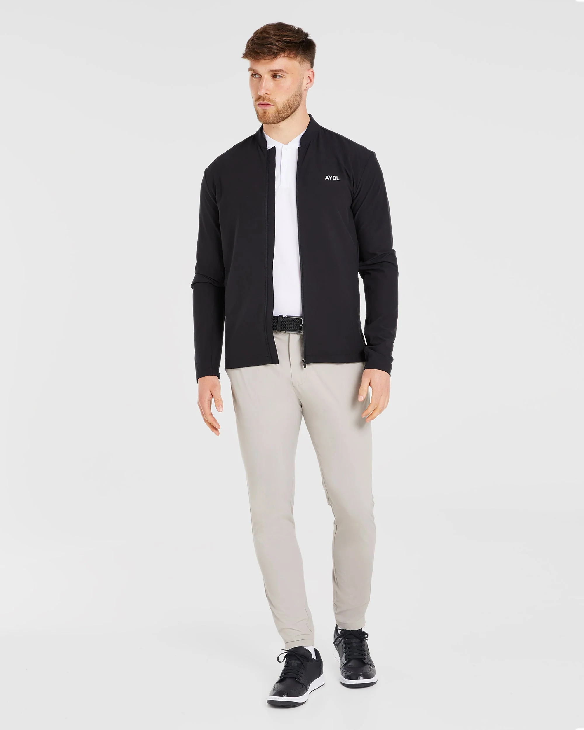 Performance Collarless Polo Shirt - White - Image 7