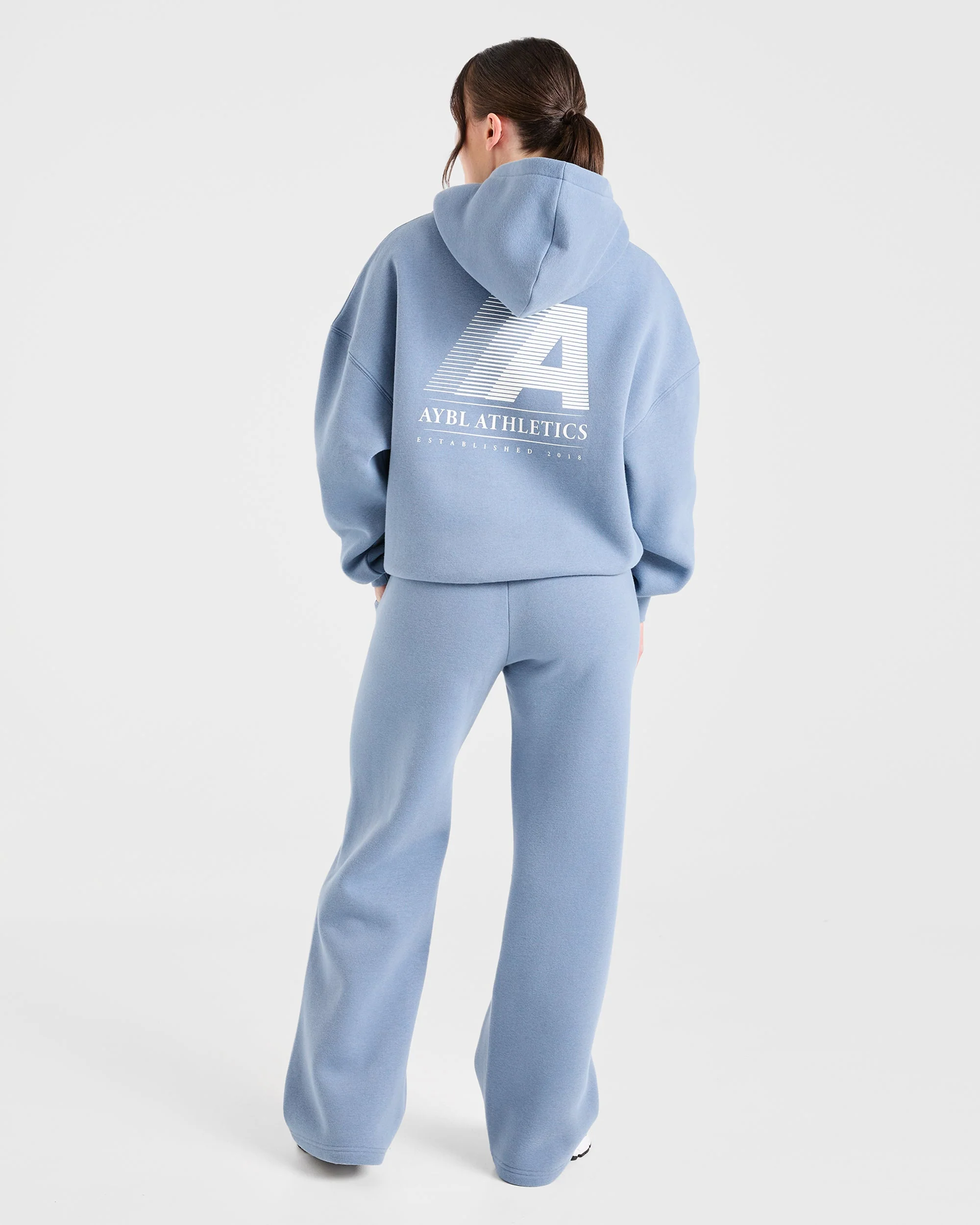 Retro Athletics Oversized Straight Leg Joggers - Vintage Blue - Image 4