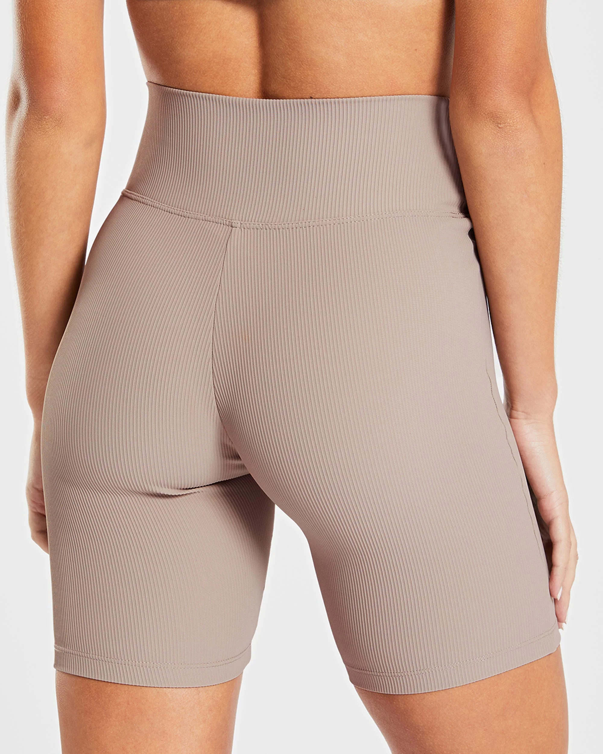 Sculpt Ribbed Cycling Shorts - Taupe - Image 6