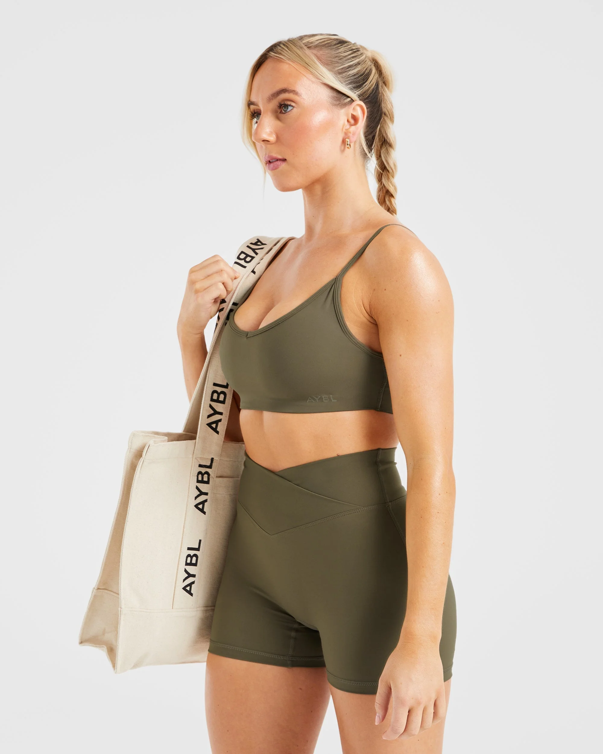 Sculpt Wrap Shorts - Deep Khaki - Image 7