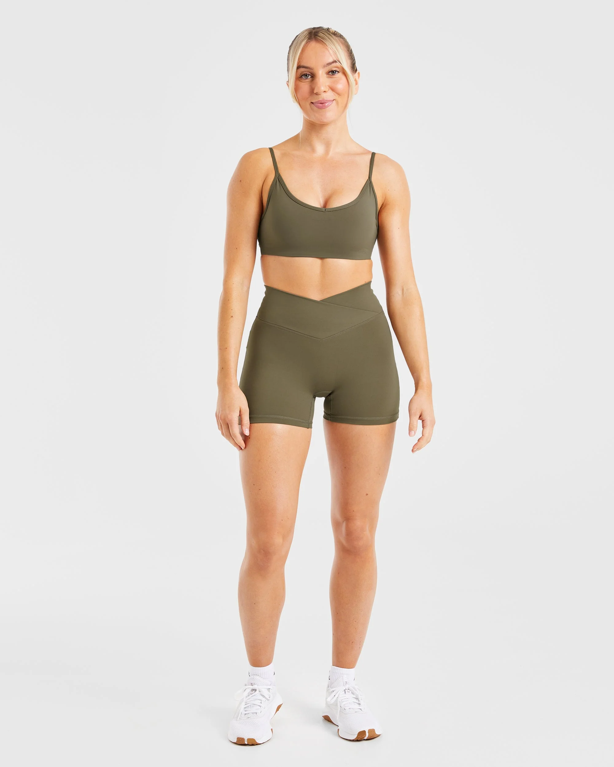 Sculpt Wrap Sports Bra - Deep Khaki - Image 3