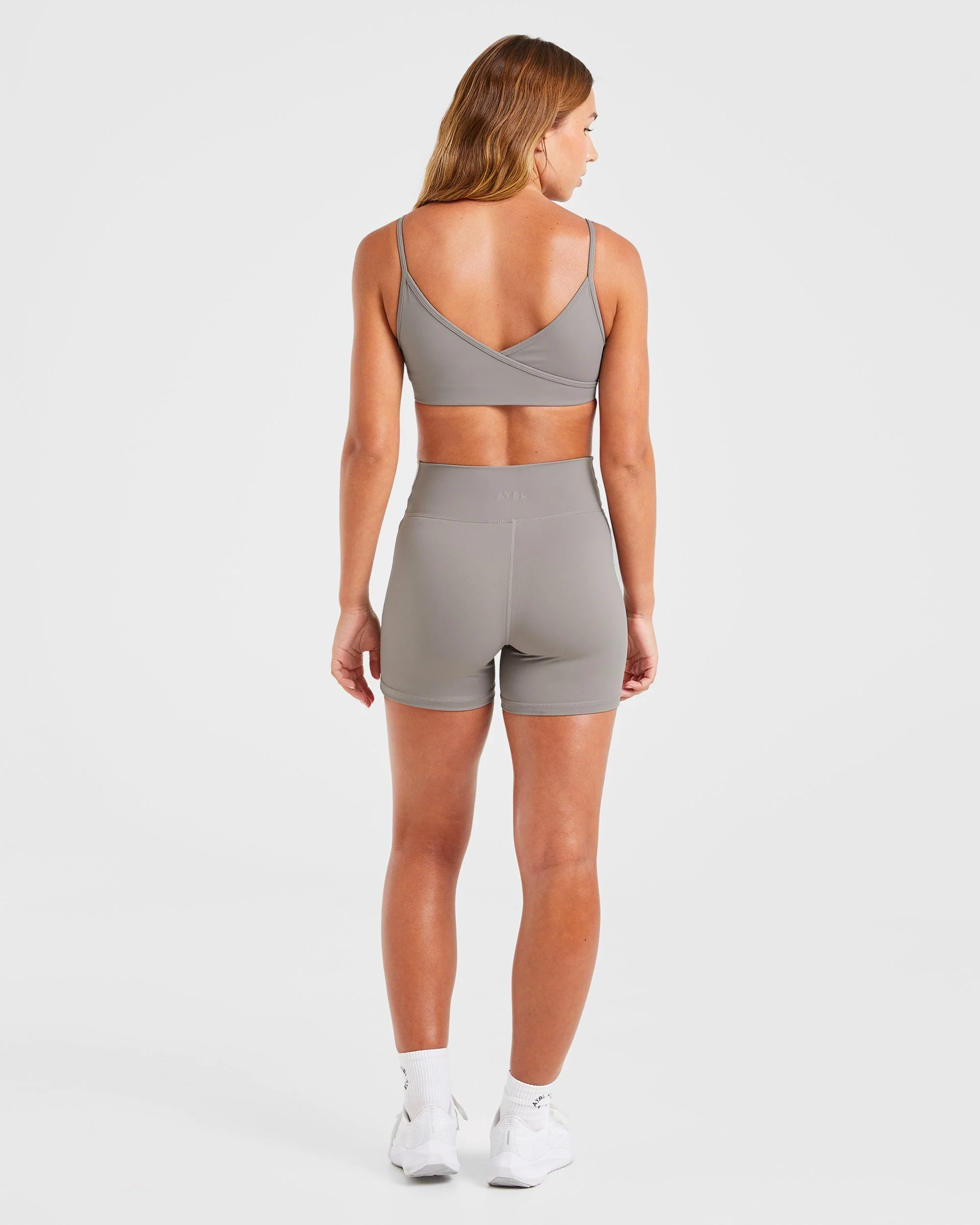 Sculpt Wrap Sports Bra - Smoke Grey - Image 4