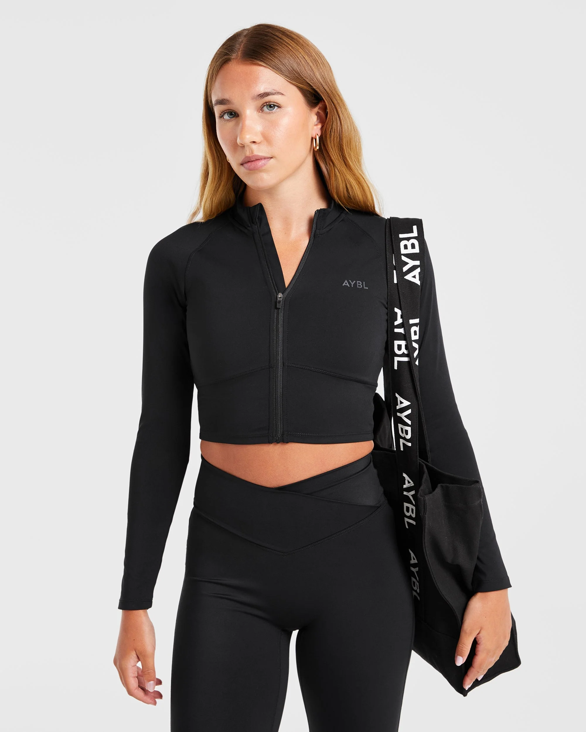 Sculpt Wrap Zip Up Jacket - Black - Image 8