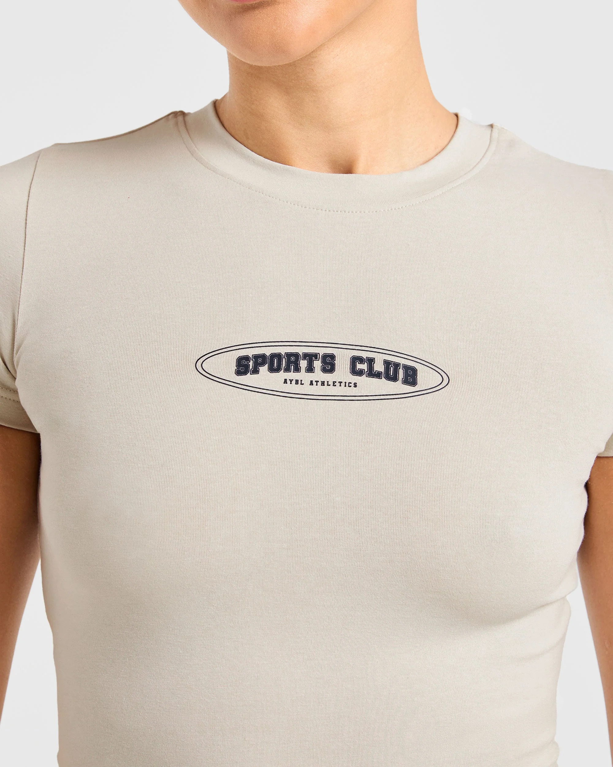 Sports Club Baby Tee - Beige/Navy - Image 5